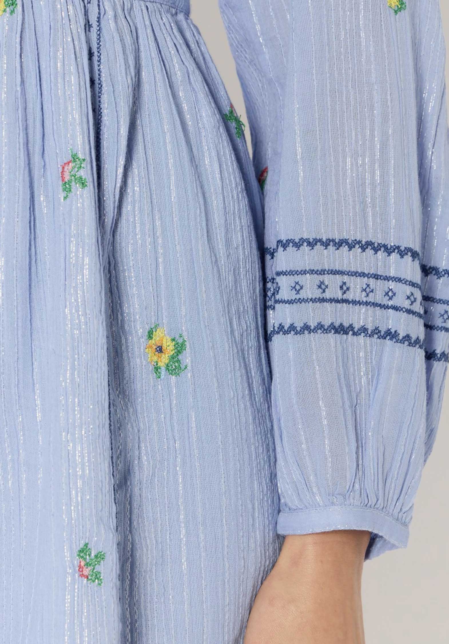 Berenice | Mosaic-Print Maxi Dress with Belt - Blue-Lavender - Image 10