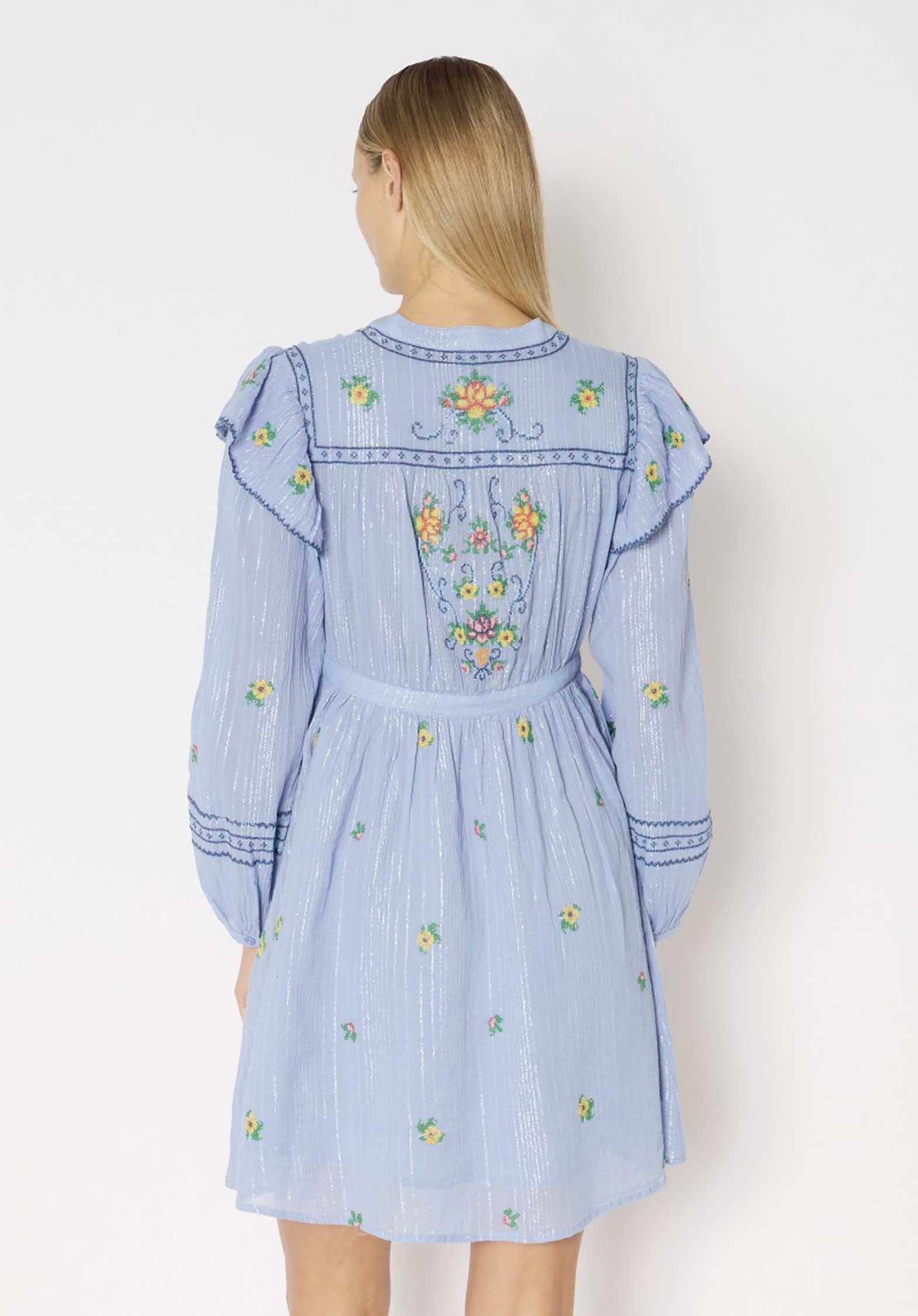 Berenice | Mosaic-Print Maxi Dress with Belt - Blue-Lavender - Image 13