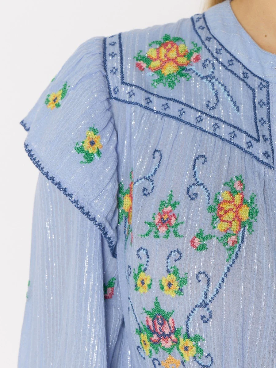 Berenice | Mosaic-Print Maxi Dress with Belt - Blue-Lavender - Image 2