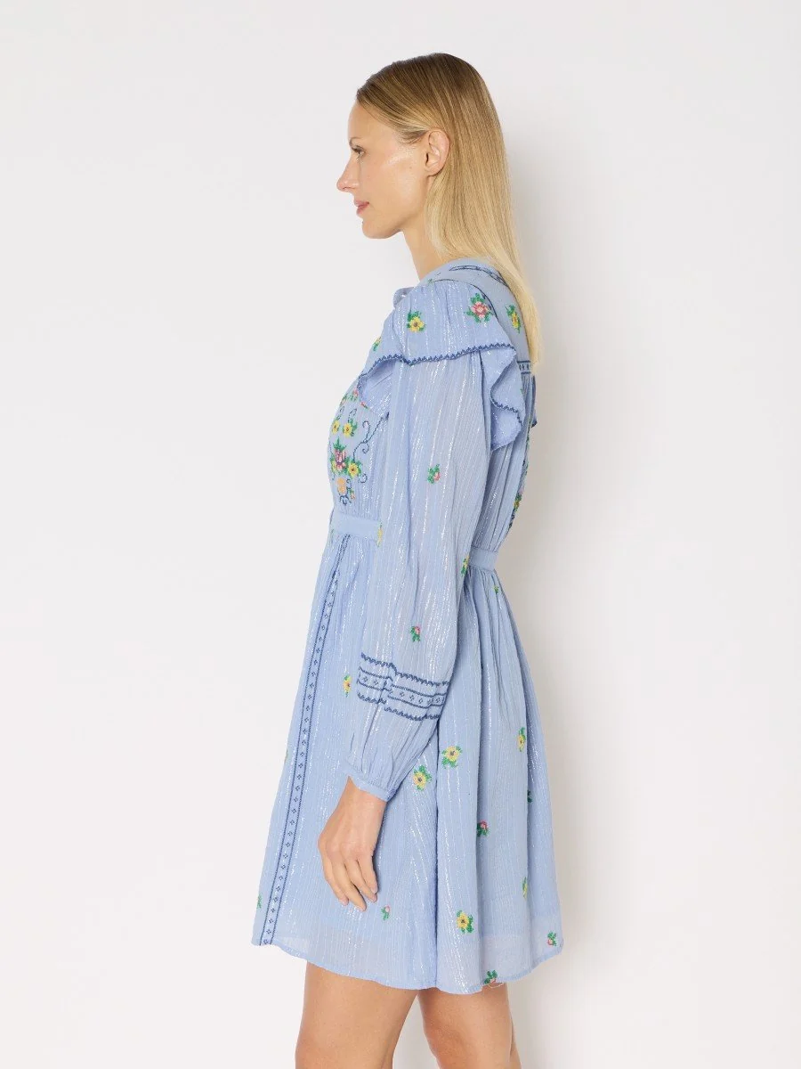 Berenice | Mosaic-Print Maxi Dress with Belt - Blue-Lavender - Image 3