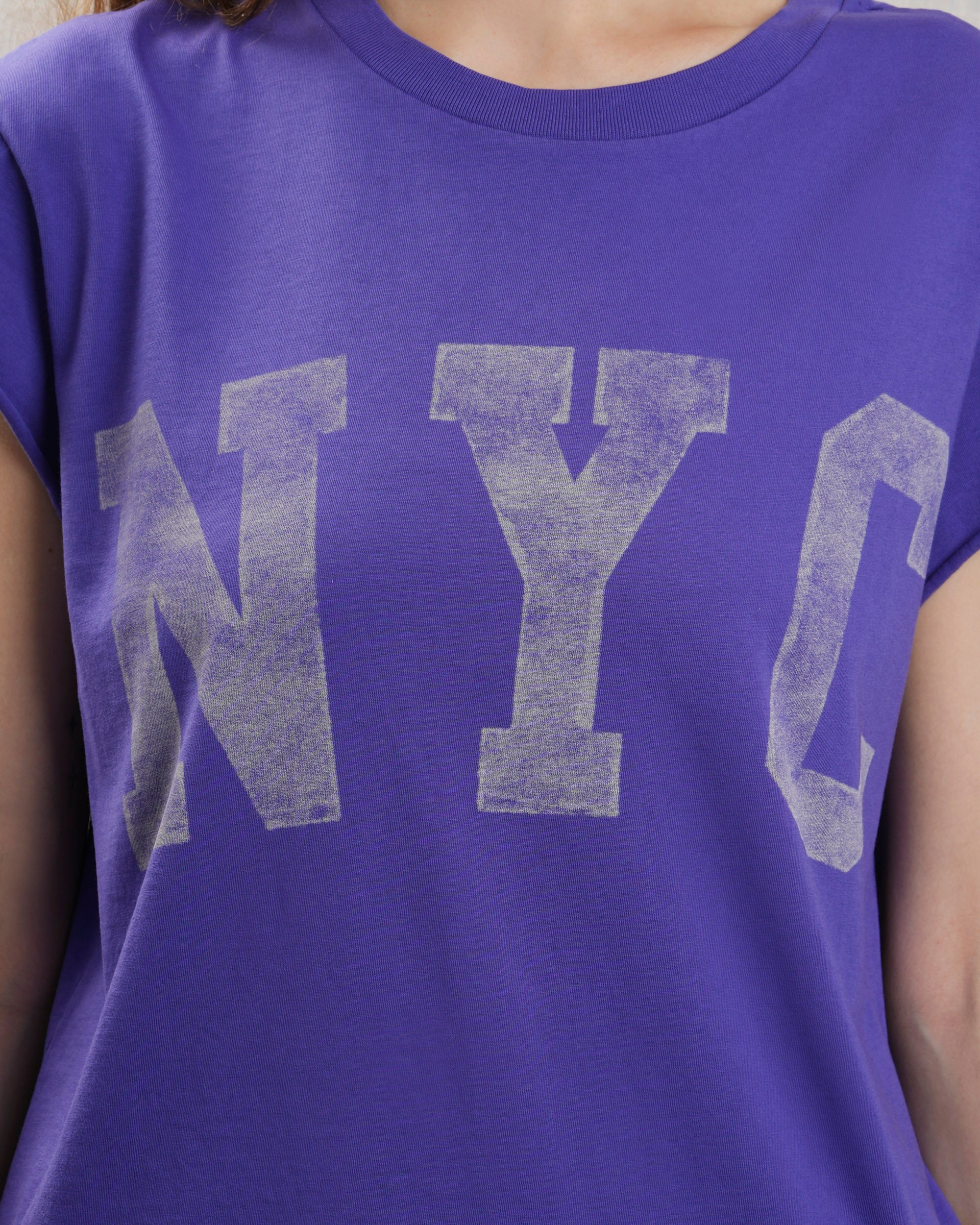 Bowery | Rolled-Sleeve Graphic T-Shirt in Vintage Violet - Image 3
