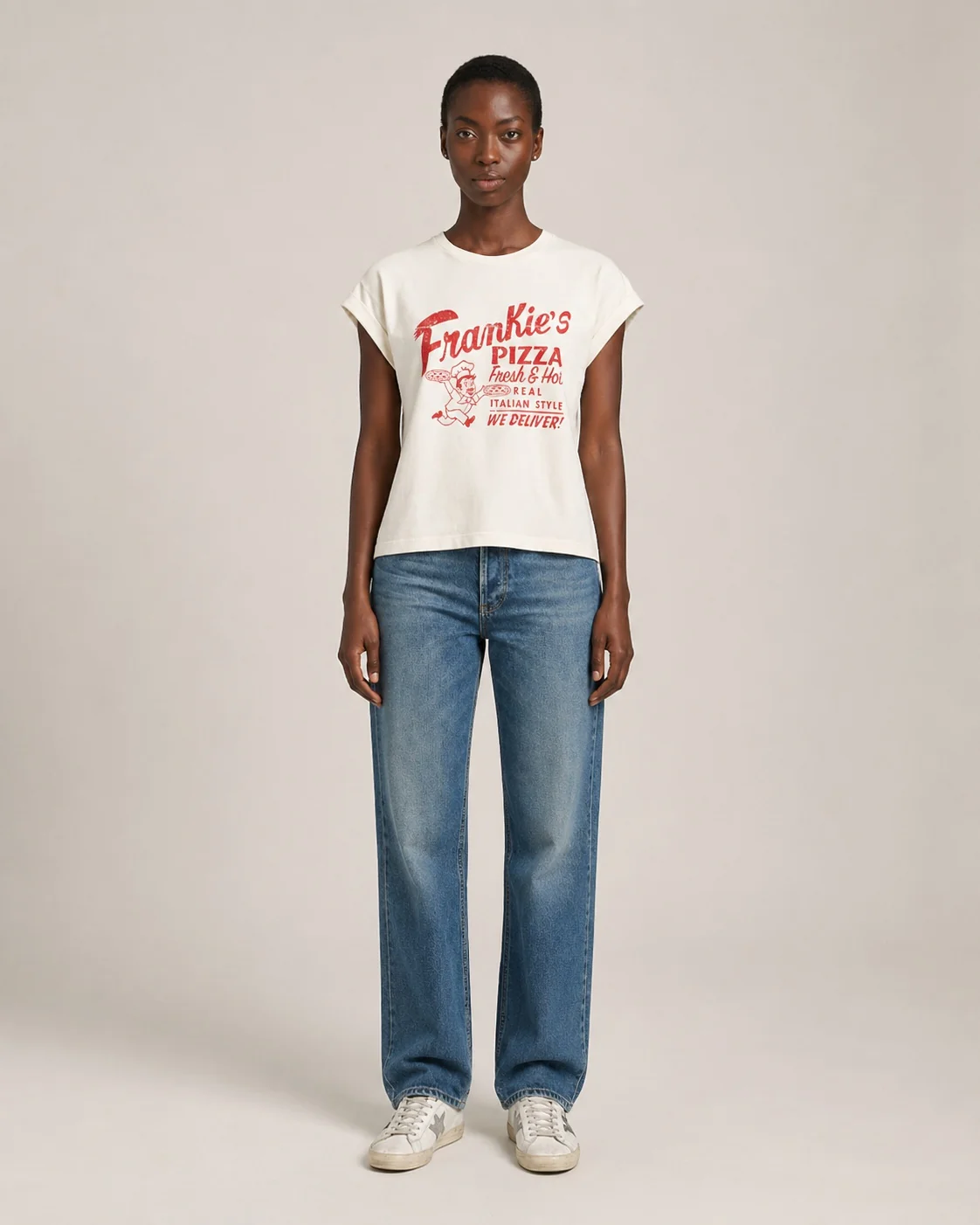 Bowery | Frankie’s Pizzarolled Up T-Shirt - Vintage White - Image 3