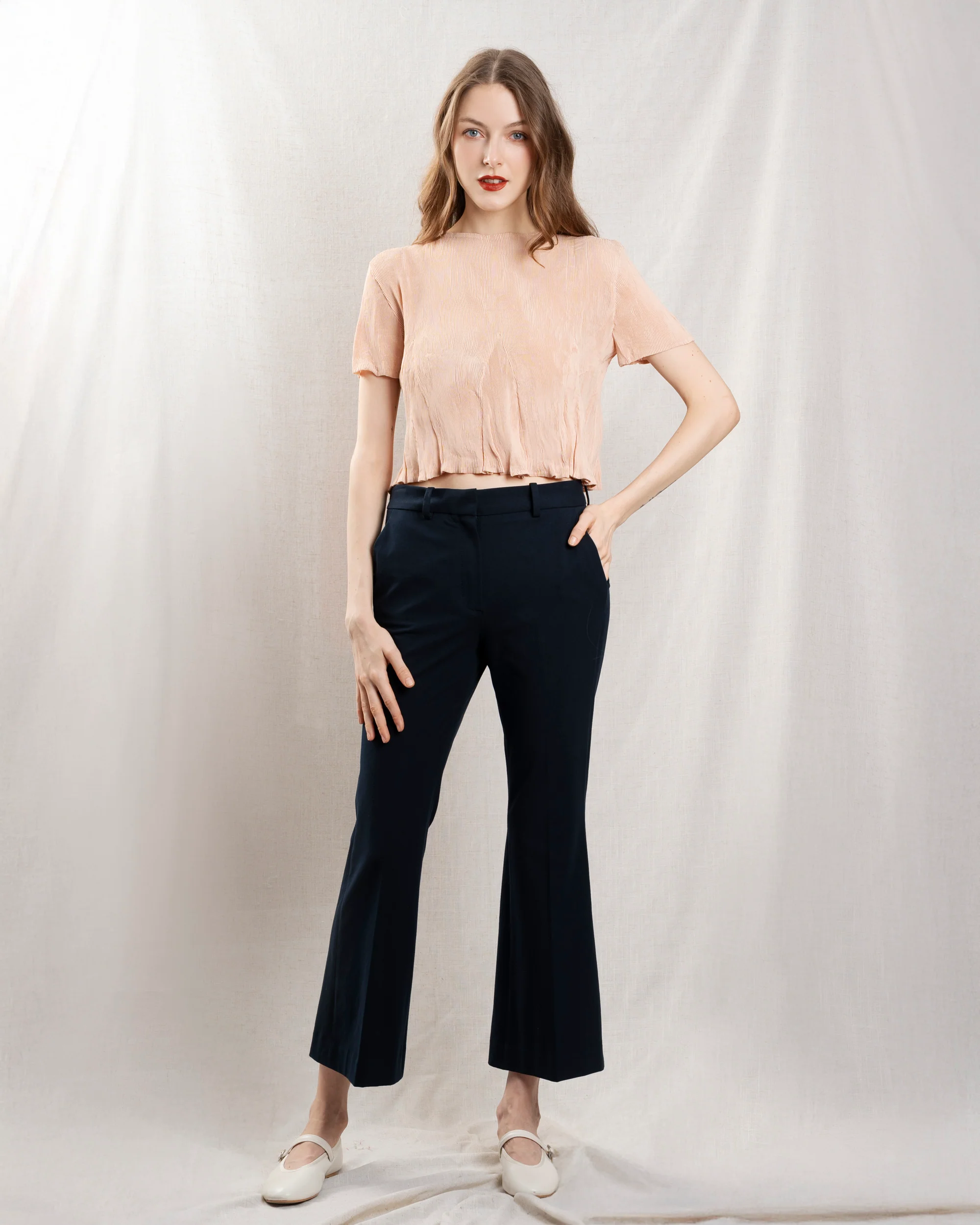 Circolo 1901 | High-Waist Bootcut Jersey Trouser - Blu-Navy