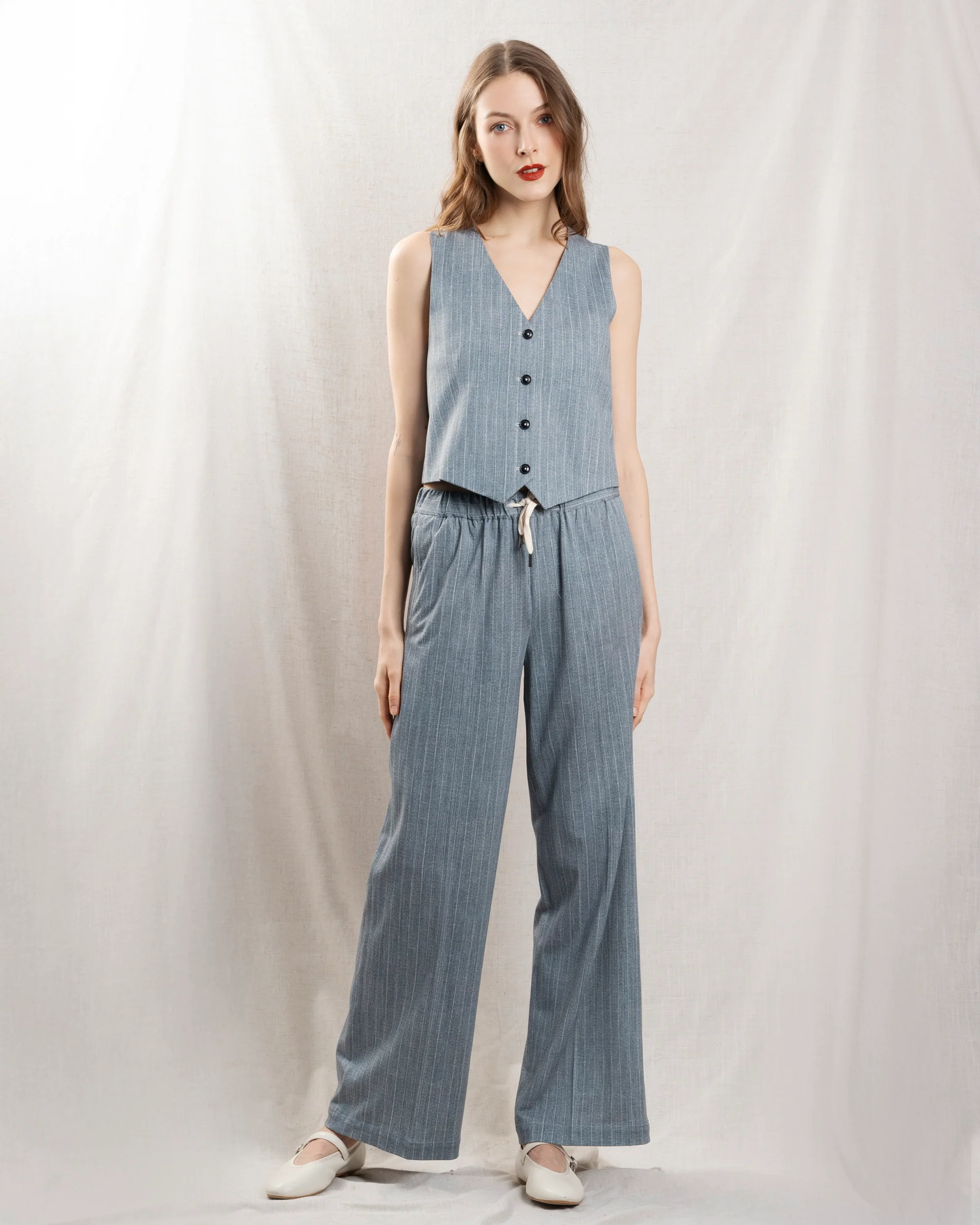 Circolo 1901 | Mercerized Piquet Drawstring Trousers - Blue Blu-Ls