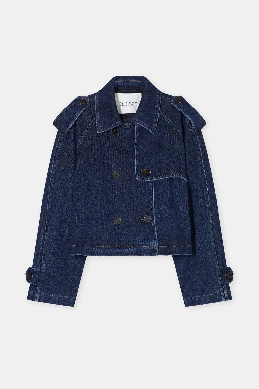 Closed | Cropped Denim Jacket in Rigid Twill Dark-Blue - Image 6