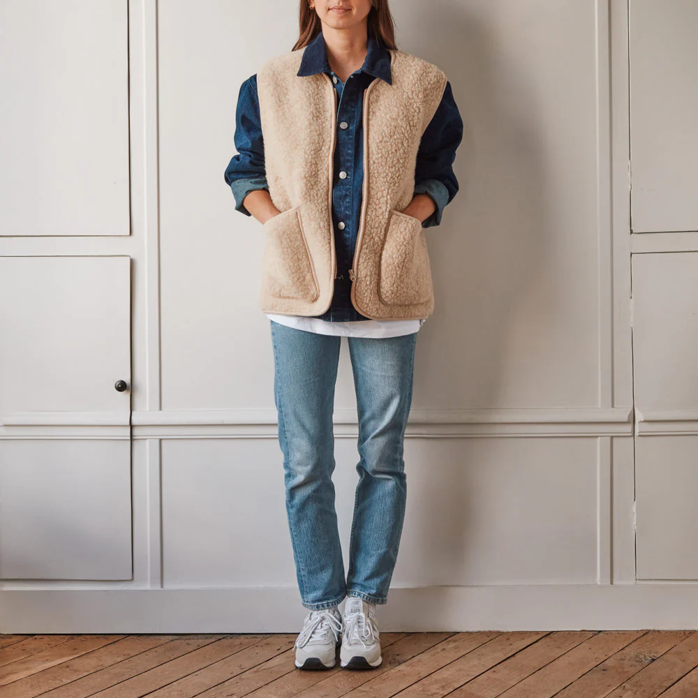 Cold Breaker | Vest Pepitko Irish Wool Zip Vest - Beige - Image 2