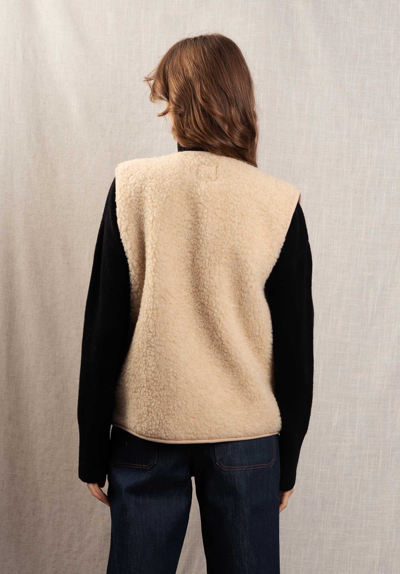 Cold Breaker | Vest Pepitko Irish Wool Zip Vest - Beige - Image 6