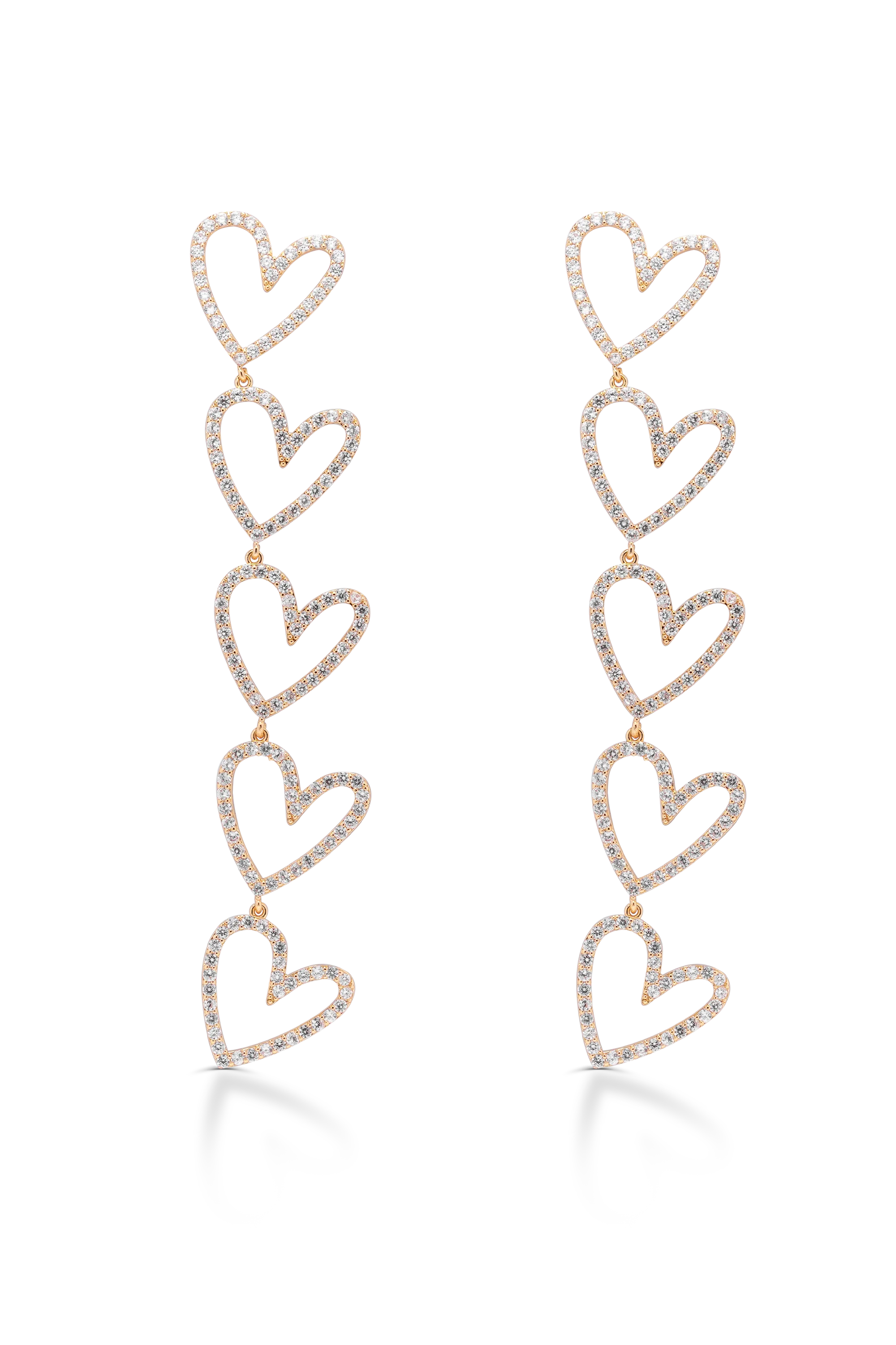 Crystal Haze | Earring Crush On Me - Five-Heart Drop Earrings Gold