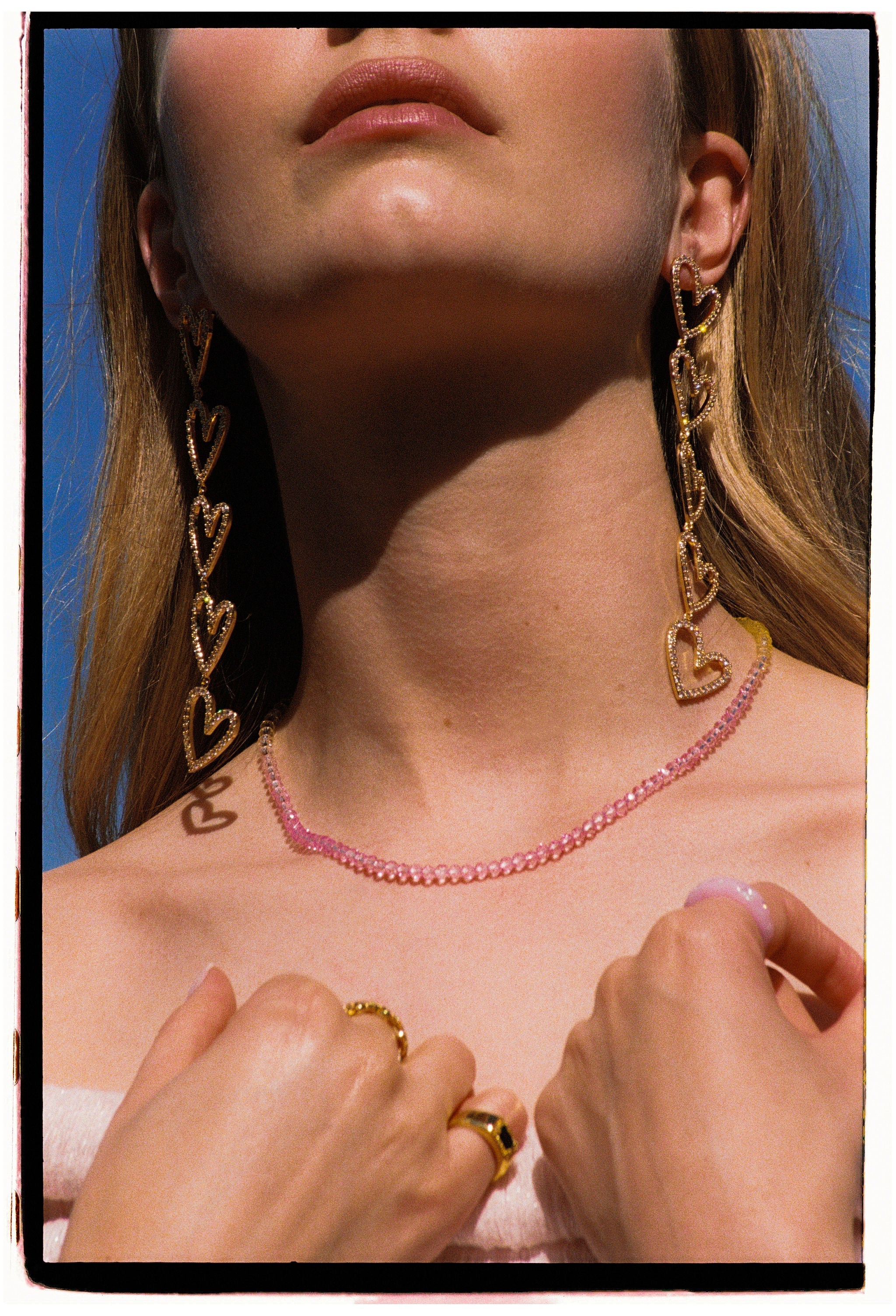 Crystal Haze | Earring Crush On Me - Five-Heart Drop Earrings Gold - Image 6