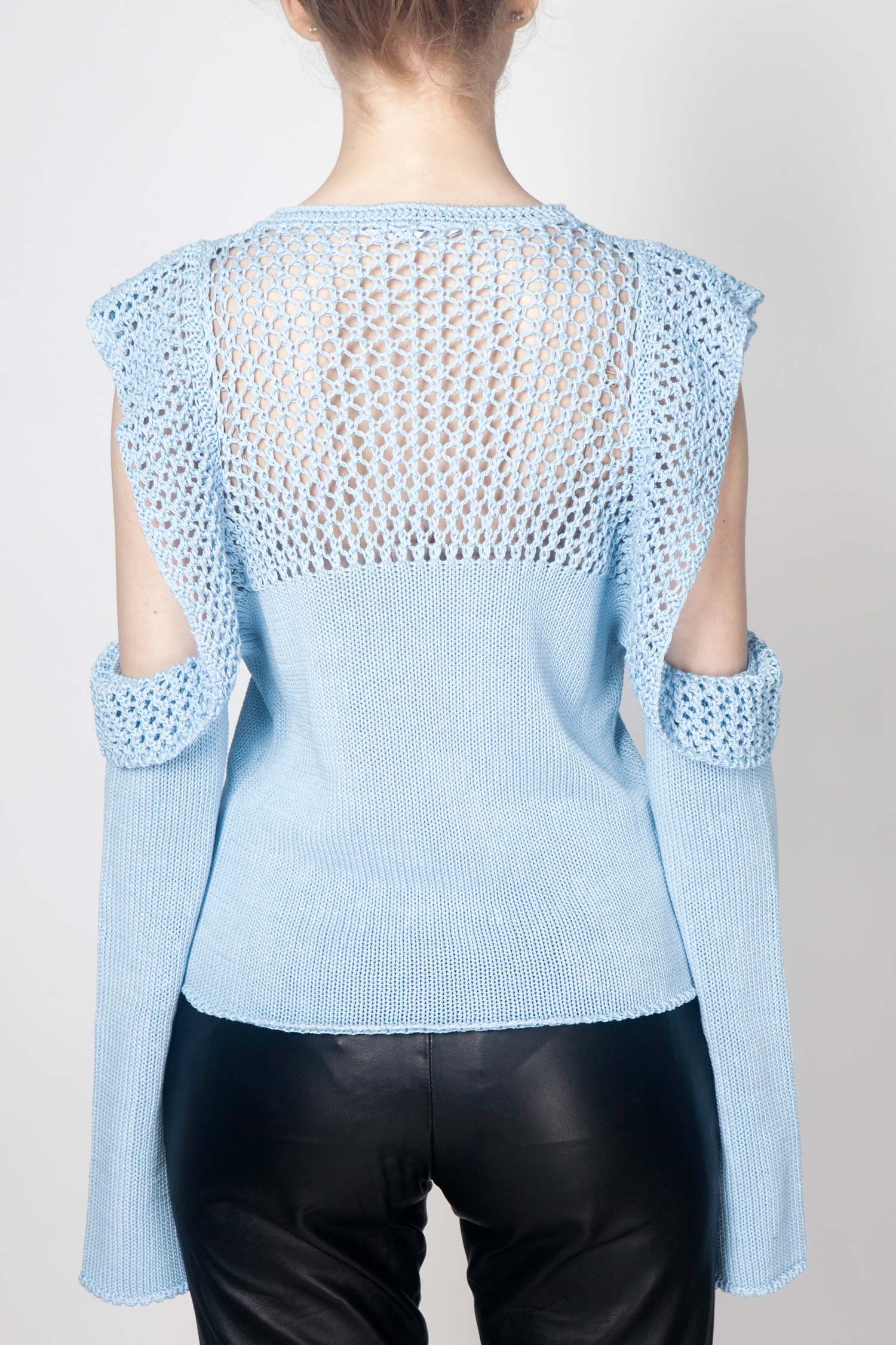 Philosophy | Cut-Out Sweater with Elongated Sleeves - Blue - Image 3