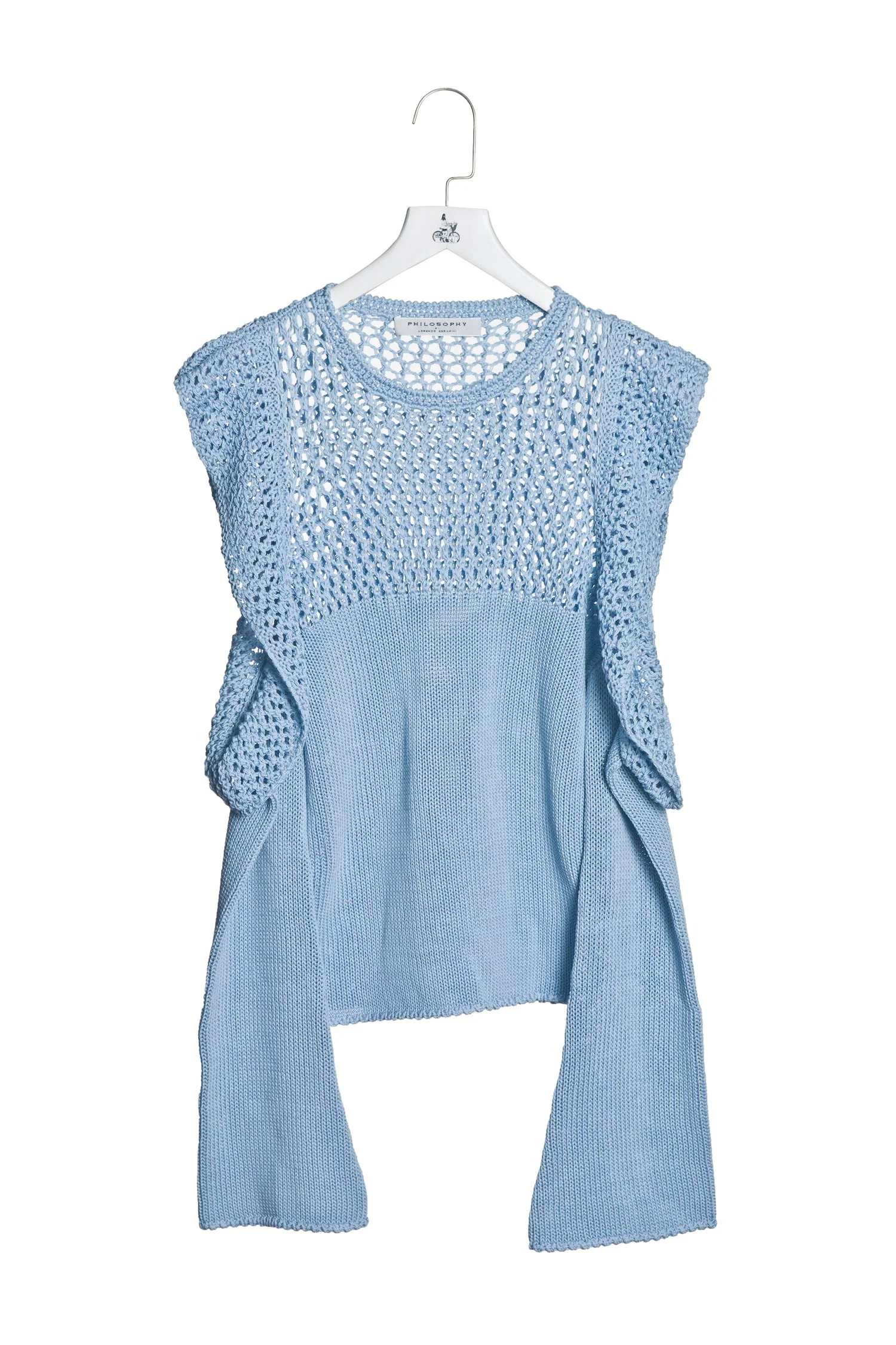 Philosophy | Cut-Out Sweater with Elongated Sleeves - Blue - Image 5