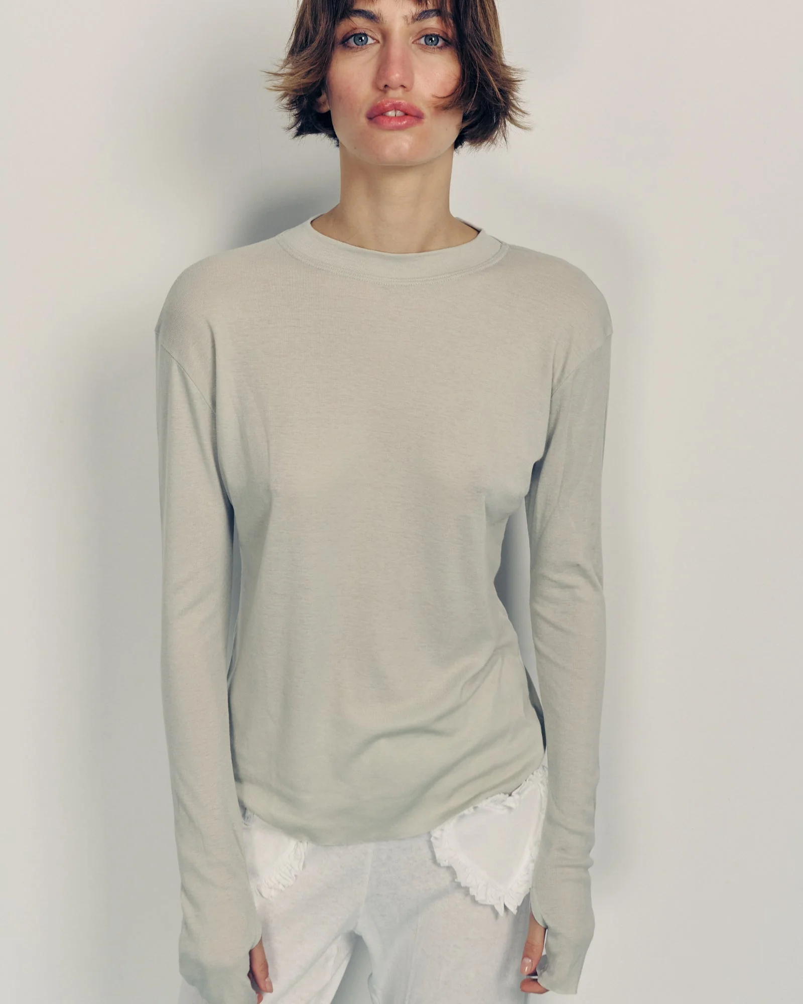 DE Base | Blouse Mila - Oversized Cotton Jersey Top Stone - Image 7