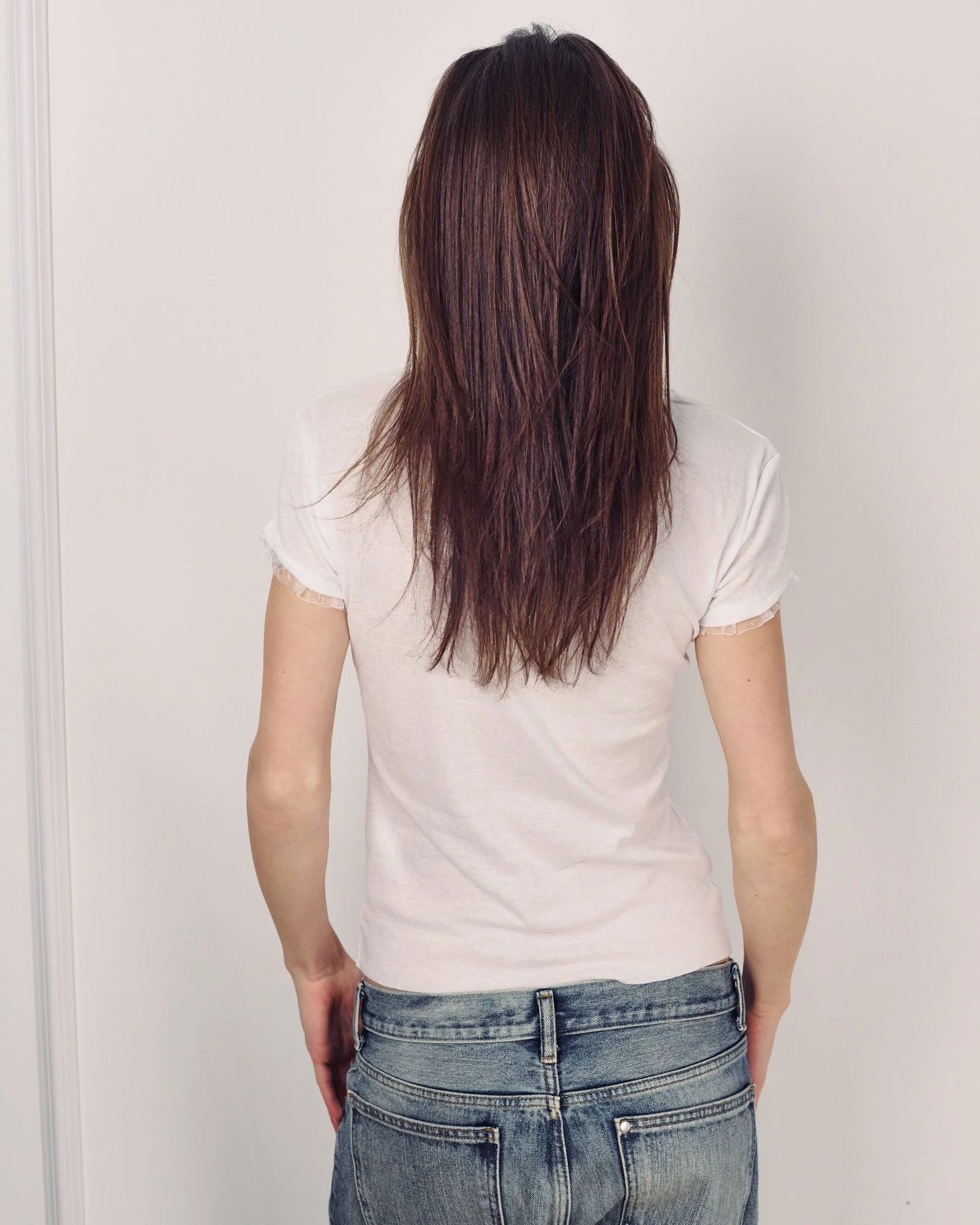 DE Base | Poly T-shirt with Ruffle Sleeve Trim - White - Image 5