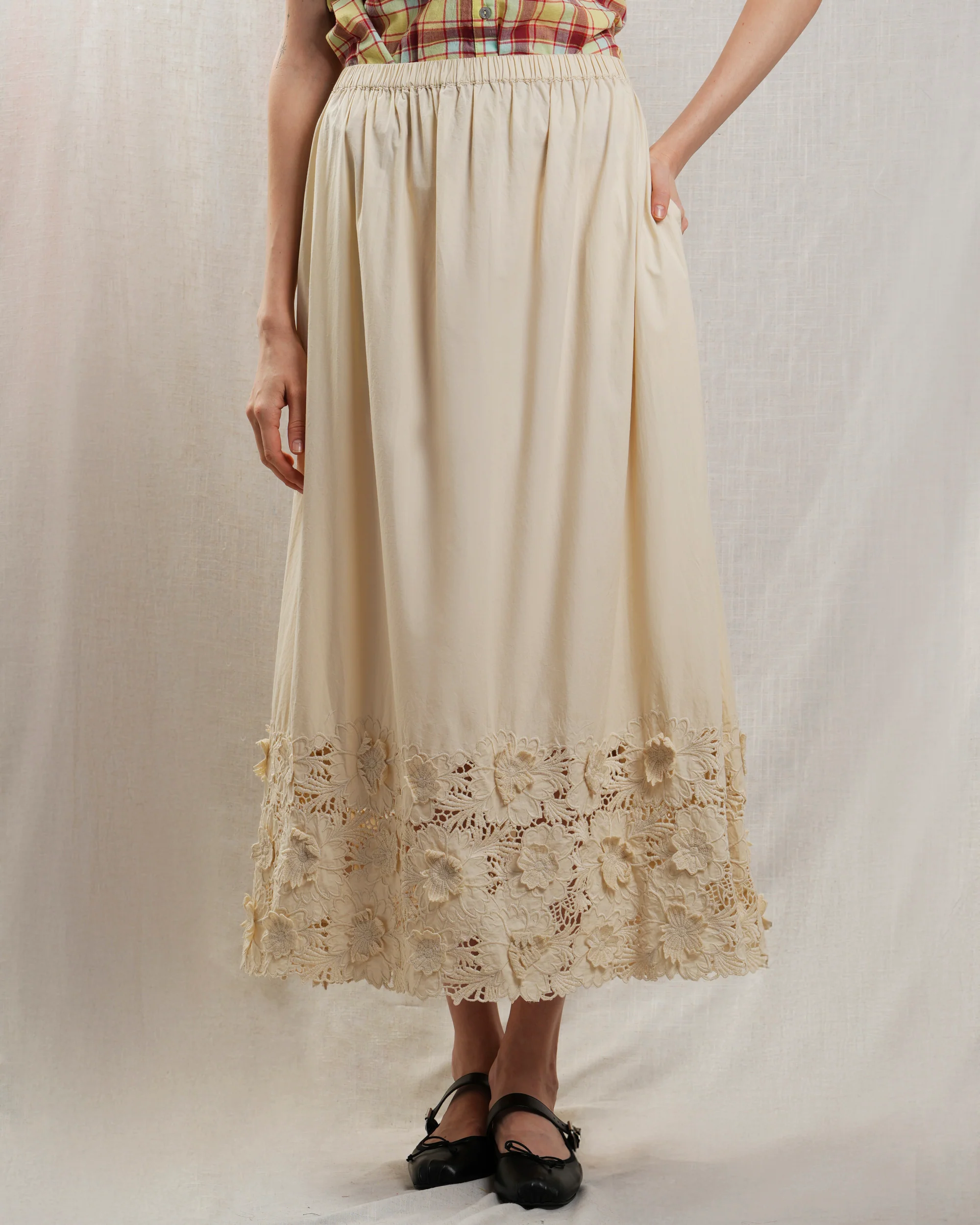 Diega | Jawamo Embroidered Cotton Skirt - Ecru - Image 2