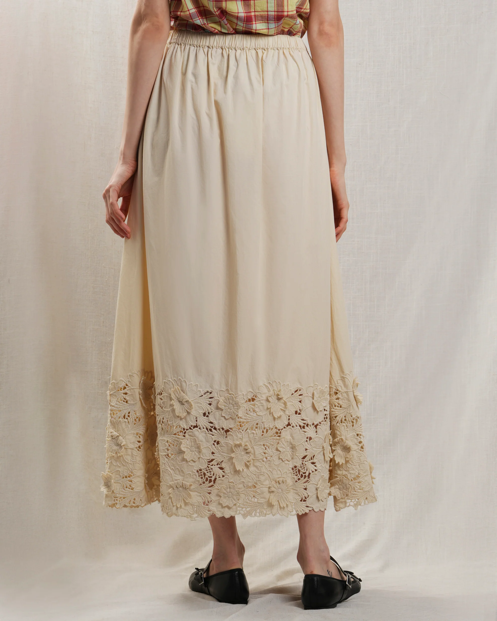 Diega | Jawamo Embroidered Cotton Skirt - Ecru - Image 3