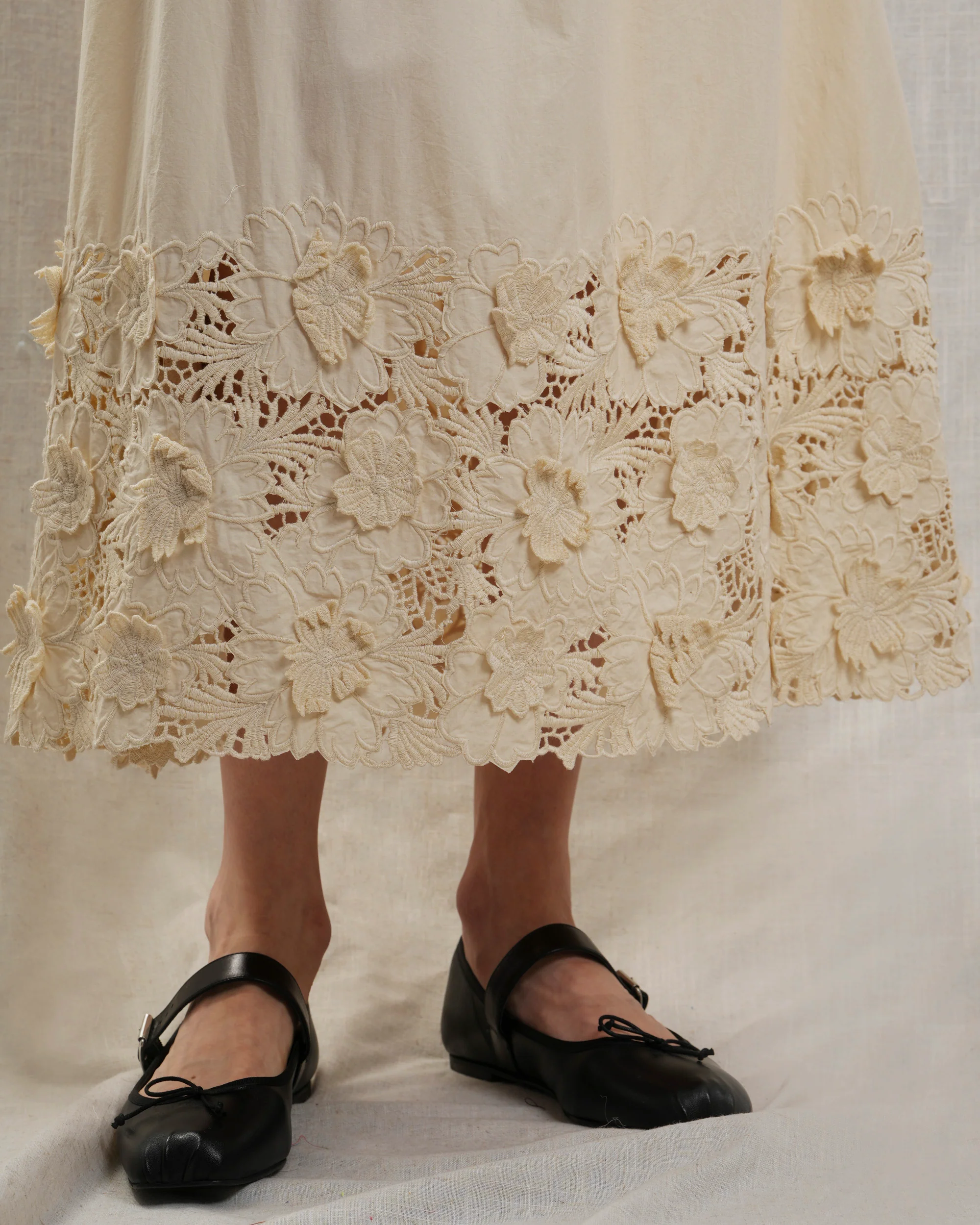 Diega | Jawamo Embroidered Cotton Skirt - Ecru - Image 5