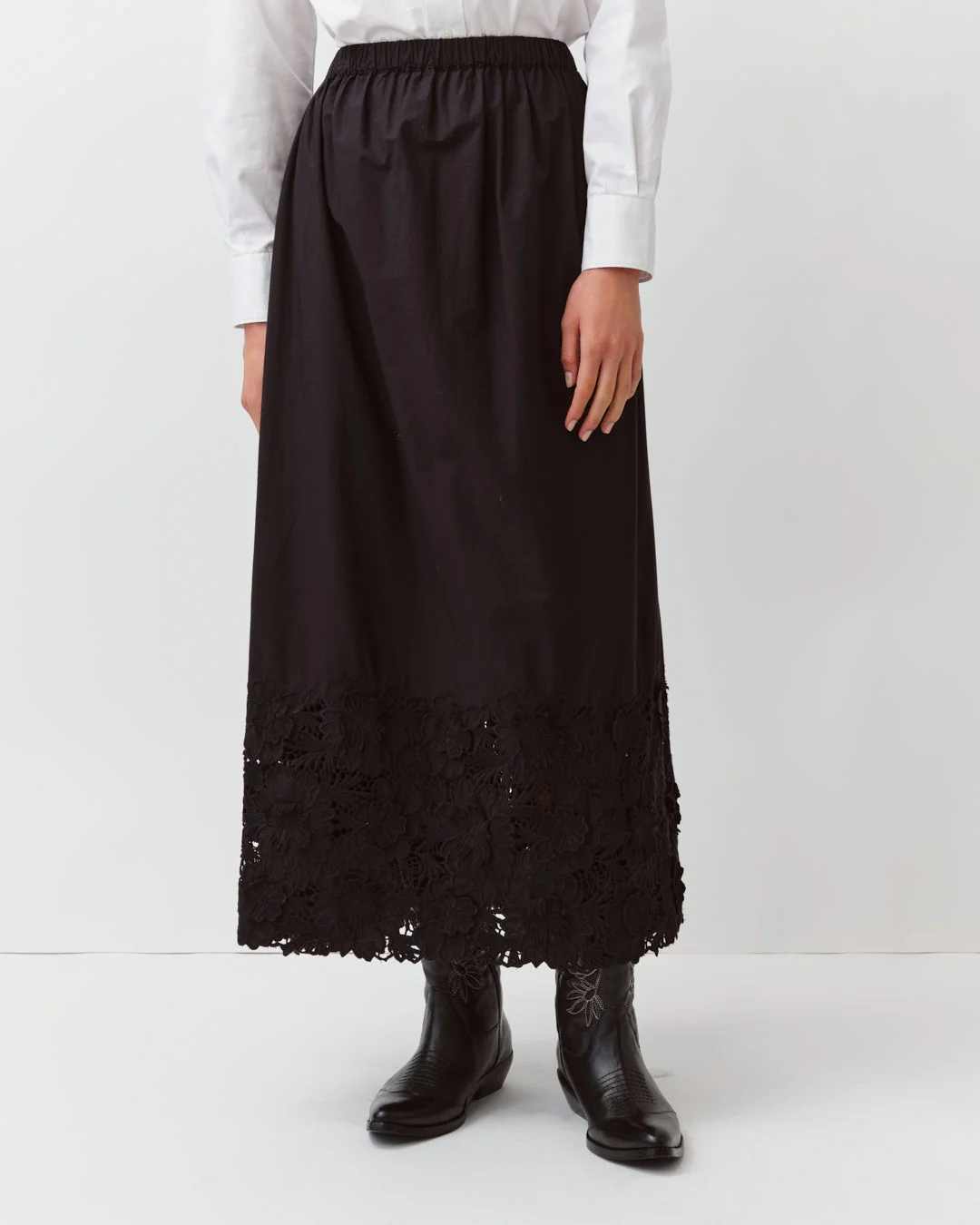 Diega | Jawamo Embroidered Cotton Skirt - Black - Image 2