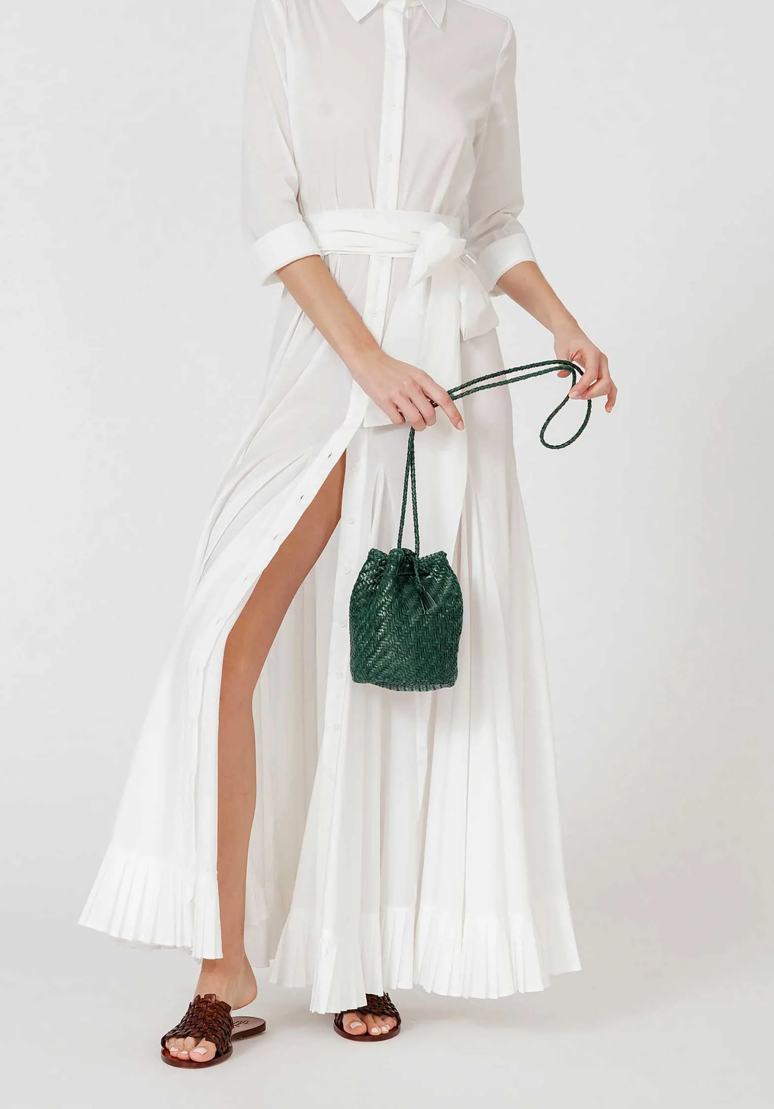 Dragon | Crocheted Goat Leather Crossbody Bag - Green Forest - Image 2