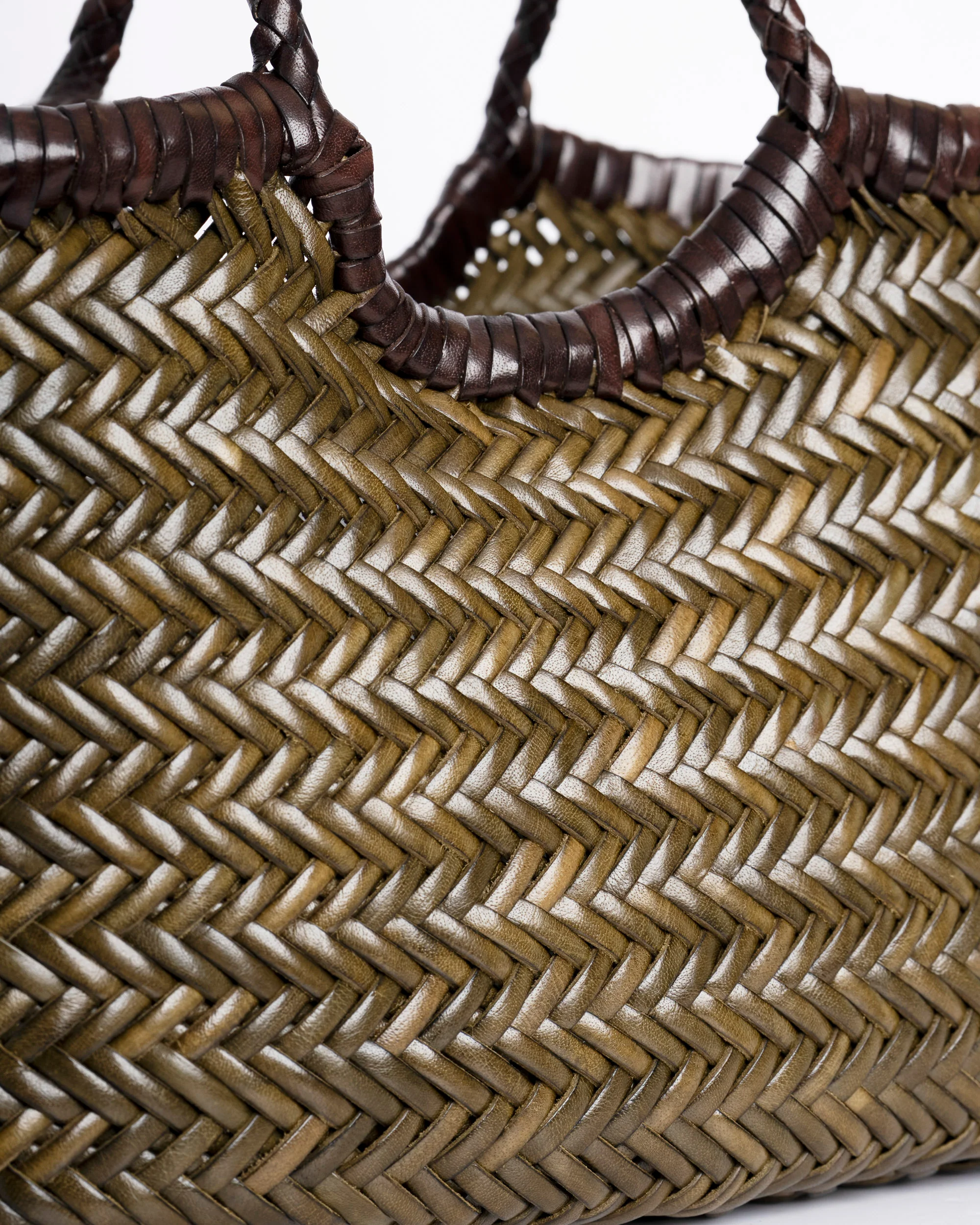 Dragon | Nantucket Small Bi-Color Shoulder Bag - Khaki & Dark Brown Khaki-Dark-Brown - Image 4