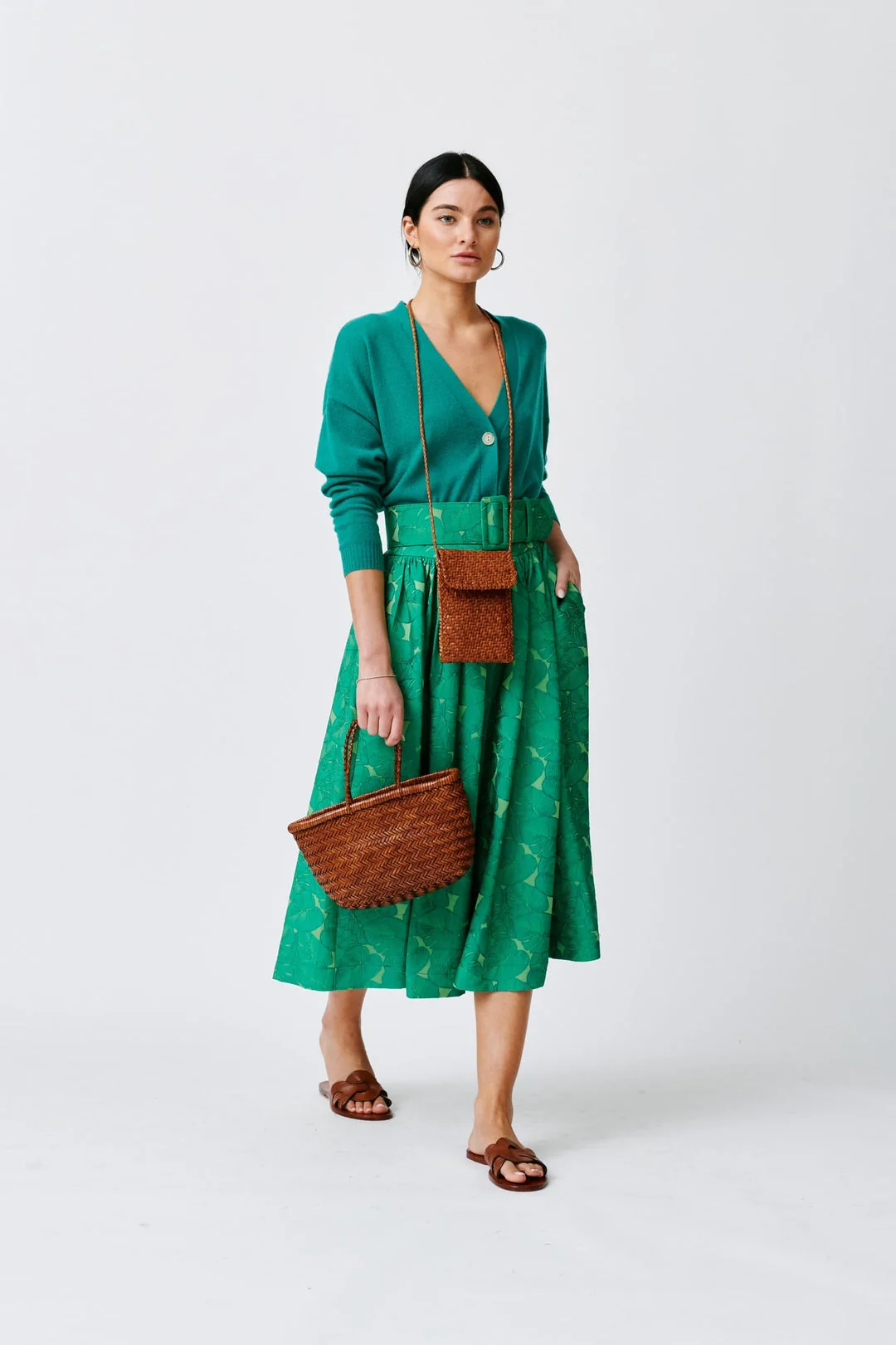Dragon | Bamboo Triple Mi Tote Bag - Hand-Woven Leather Tan - Image 2