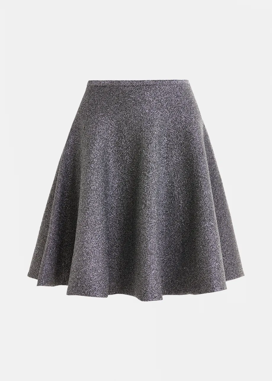 Essentiel Antwerp | Metallic Knit Mini Skirt - Icing Black