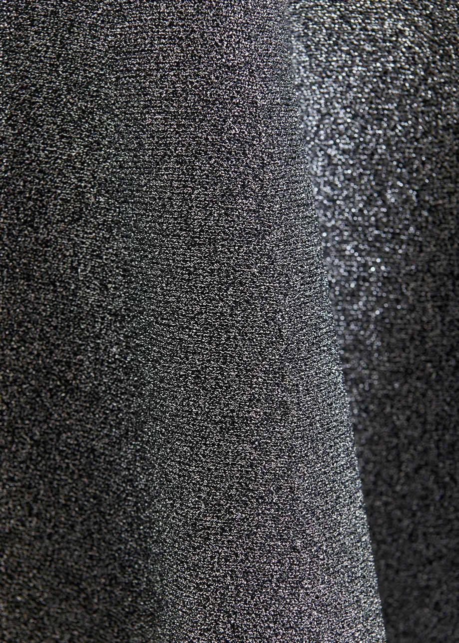Essentiel Antwerp | Metallic Knit Mini Skirt - Icing Black - Image 6