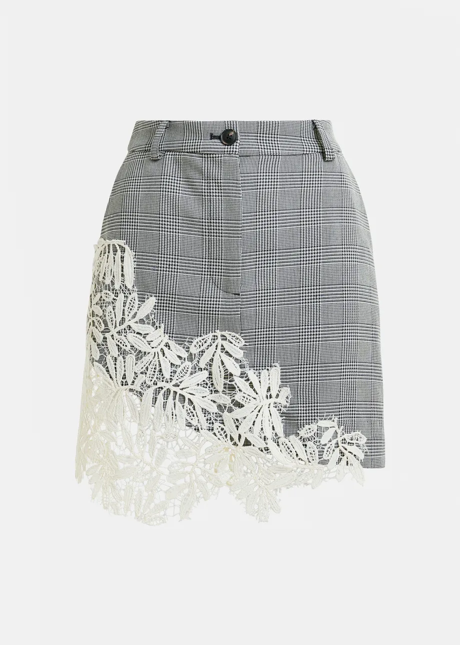 Essentiel Antwerp | Asymmetrical Lace-Trim Skirt - Black Black