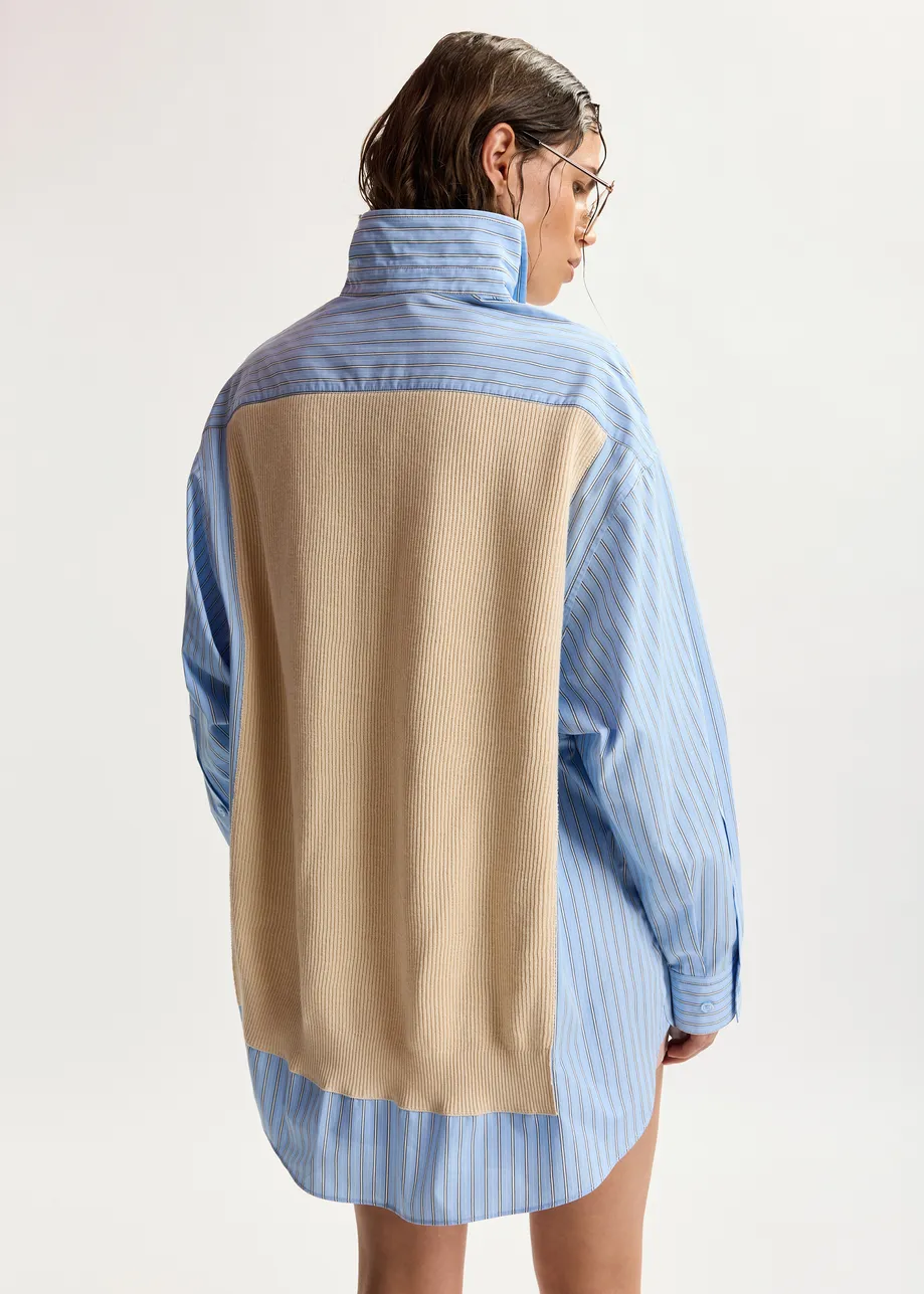 Essentiel Antwerp | Blouse Jit - Oversized Shirt with Knit Panels Off-White - Image 3