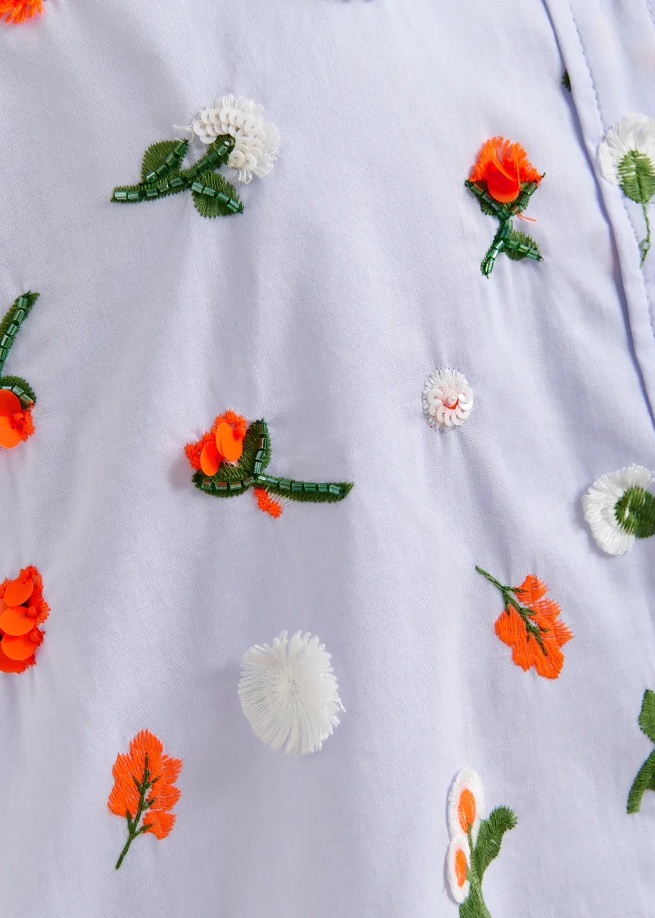 Women Button-Down Shirt Embellished 100 Percent Cotton - Nile-Blue - Image 6