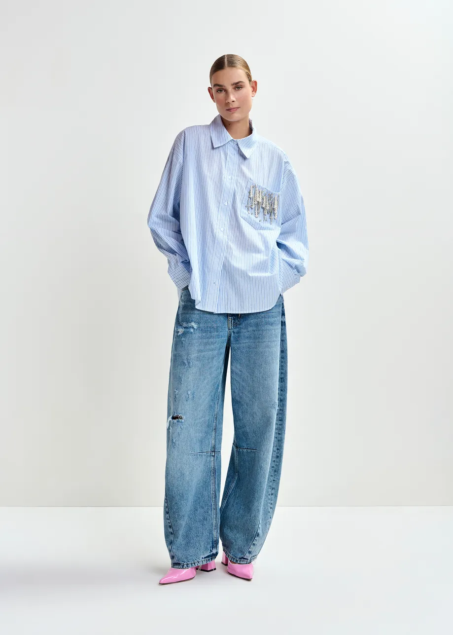 Women Button-Down Shirt 100% Cotton Poplin - Off-White - Image 5