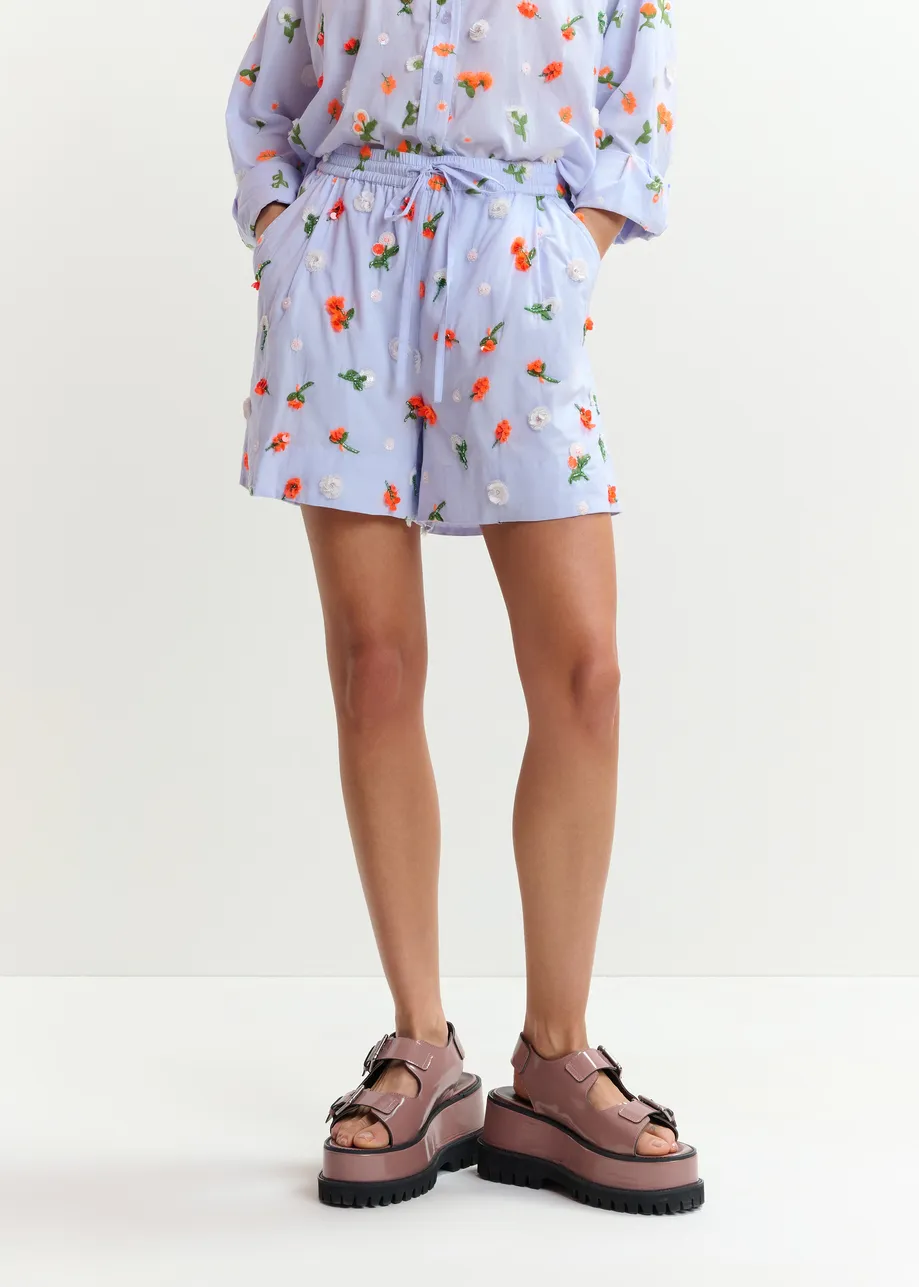 Variation 1: Women's Shorts 100% Cotton Poplin - Lagoon Nile-Blue - Image 3