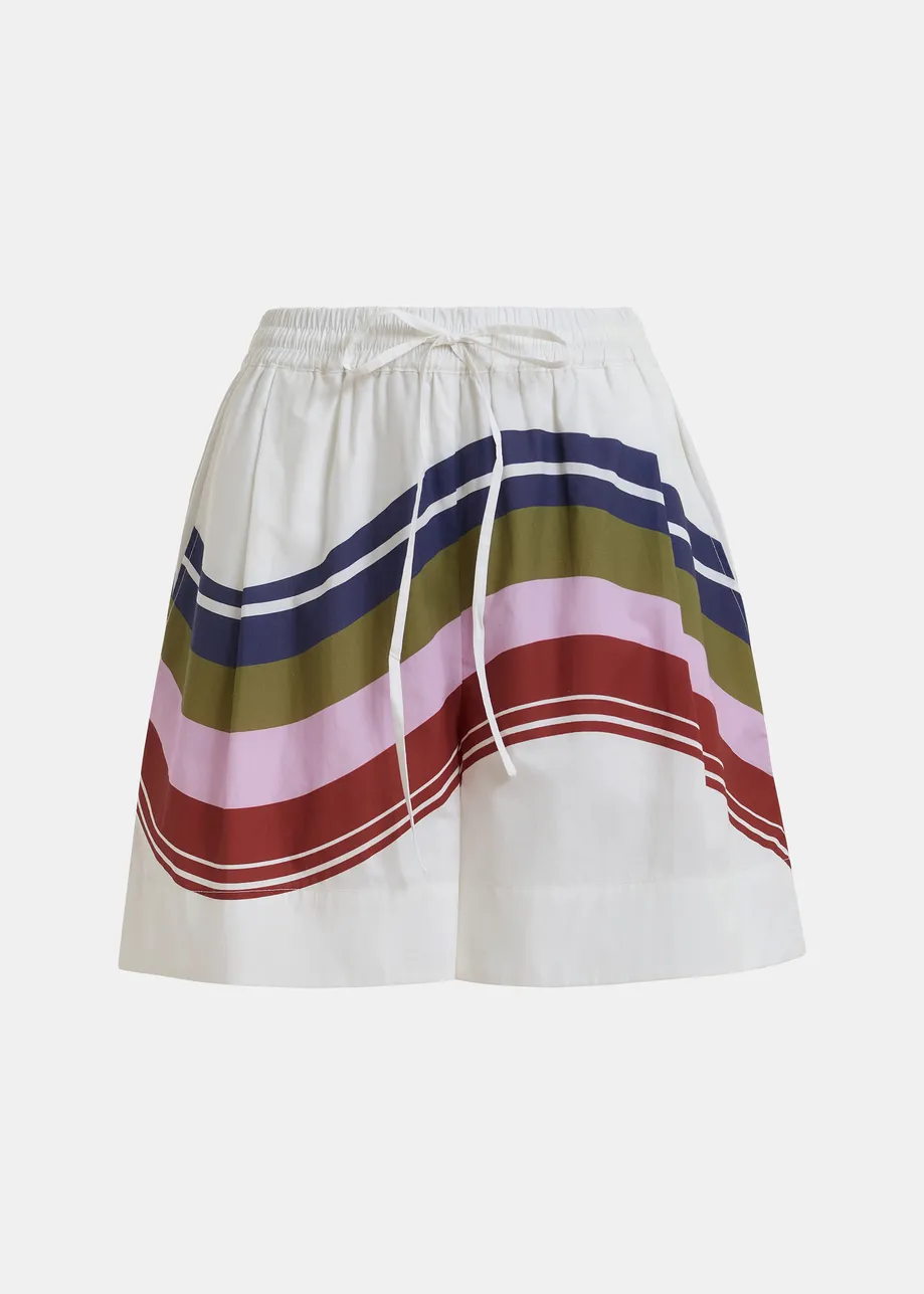 Essentiel Antwerp | Jive High-Rise Cotton Shorts - Stripe Print Off-White