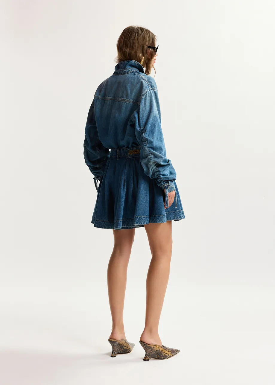 Essentiel Antwerp | Pleated Balloon Denim Shorts - Patriot-Blue - Image 5