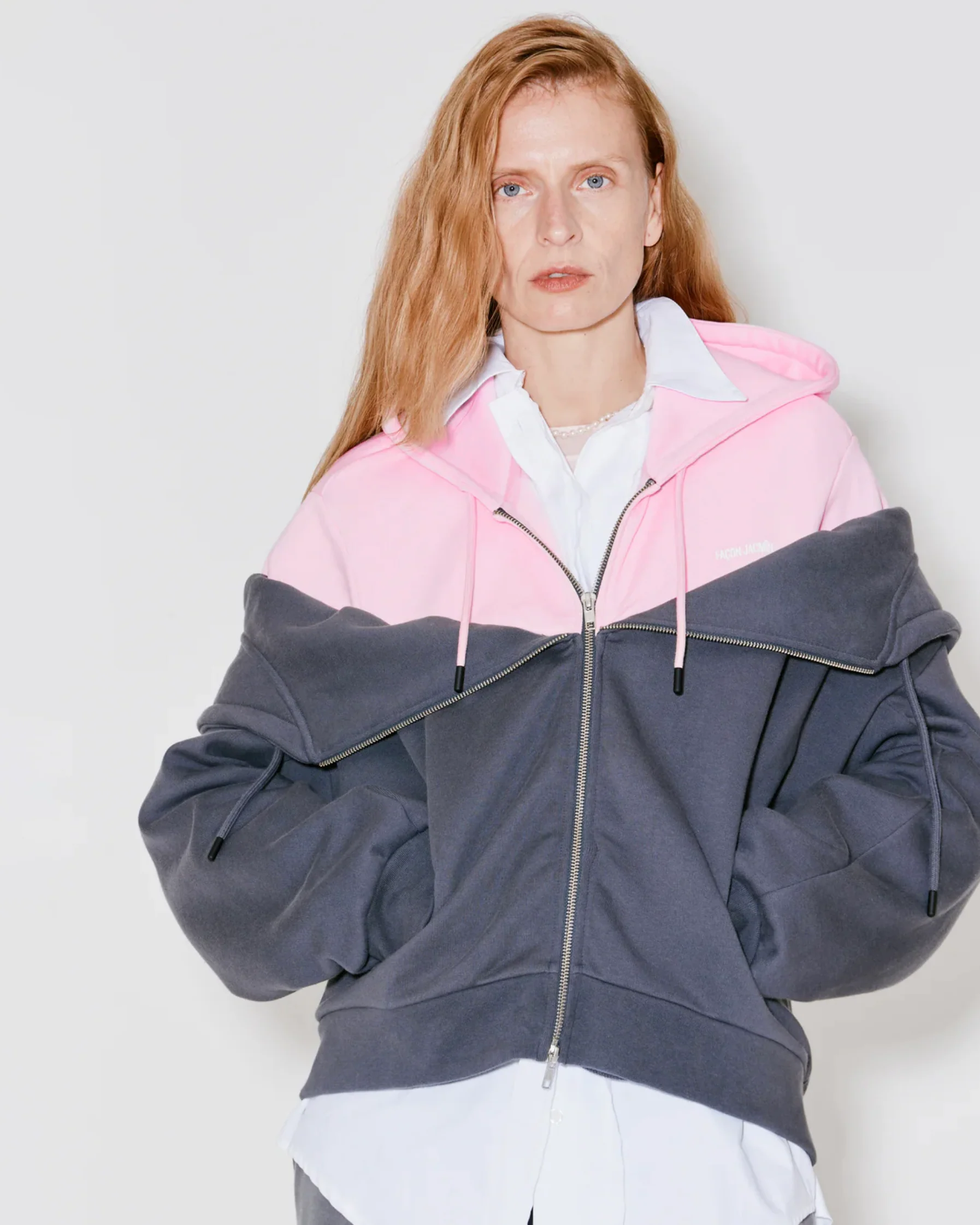 Facon Jacmin | Serena 2-in-1 Cotton Terry Jacket - Grey & Pink Dark-Grey-Light-Pink