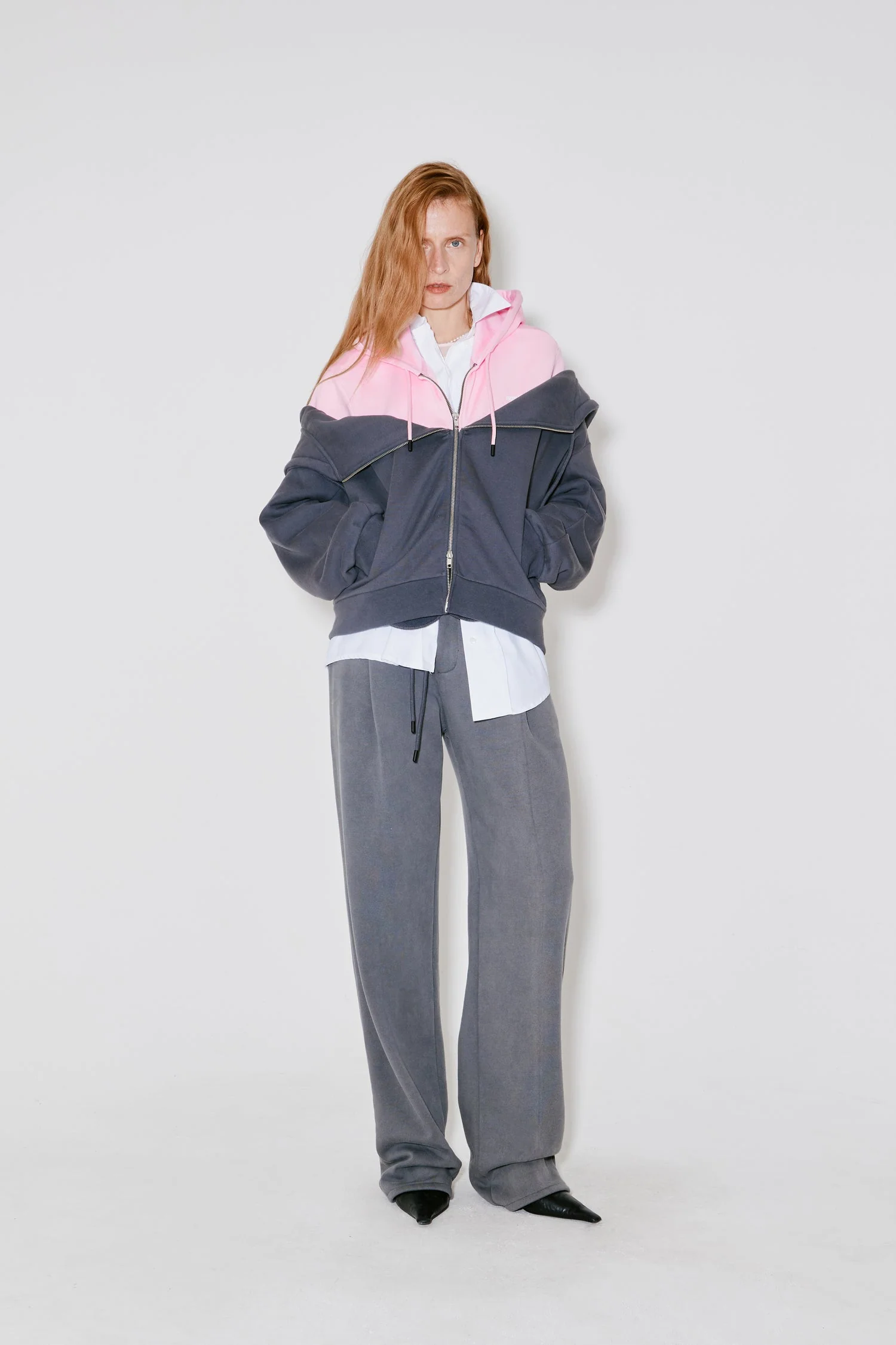 Facon Jacmin | Serena 2-in-1 Cotton Terry Jacket - Grey & Pink Dark-Grey-Light-Pink - Image 2