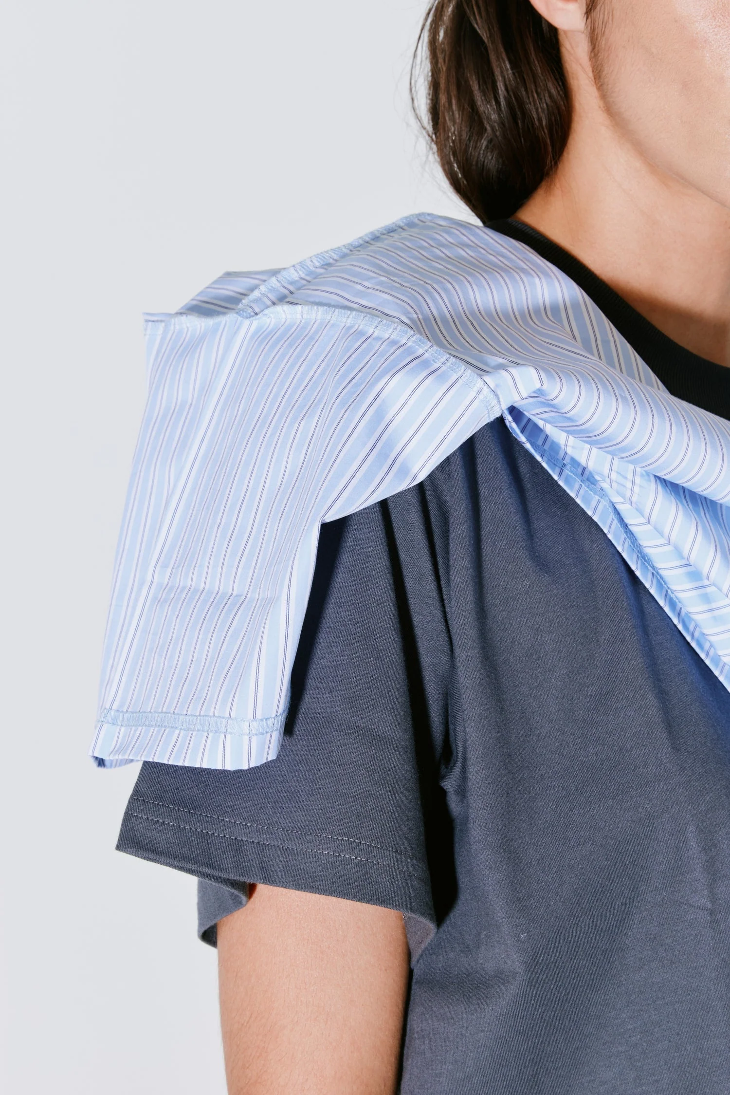 Facon Jacmin | Thoai Double-Layer Striped T-Shirt Blue-Stripes-Grey - Image 3