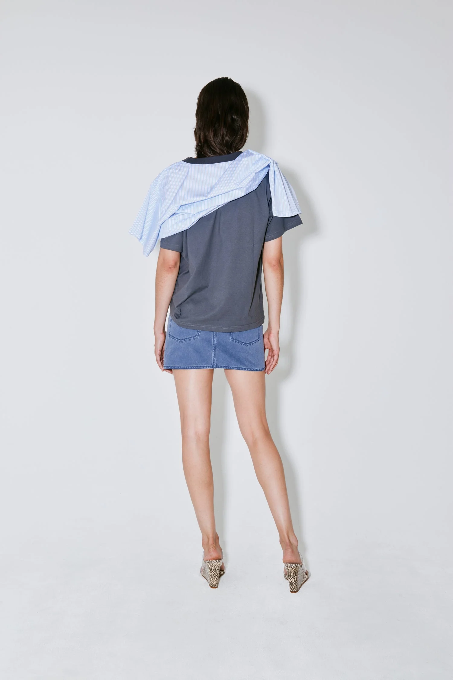 Facon Jacmin | Thoai Double-Layer Striped T-Shirt Blue-Stripes-Grey - Image 4