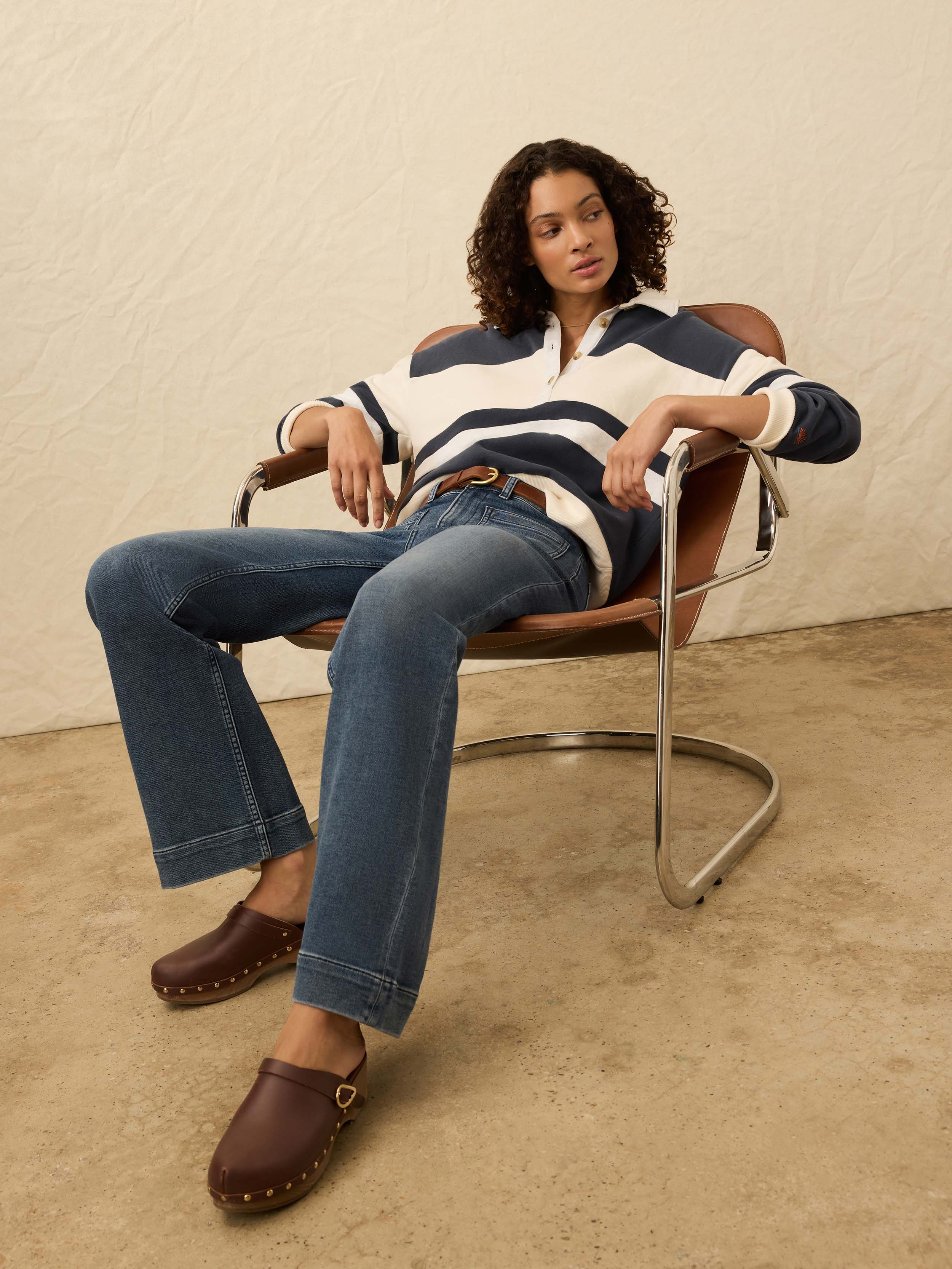Faherty | Popover Polo Sweatshirt - Regenerative Organic Cotton Retro-Moon - Image 4