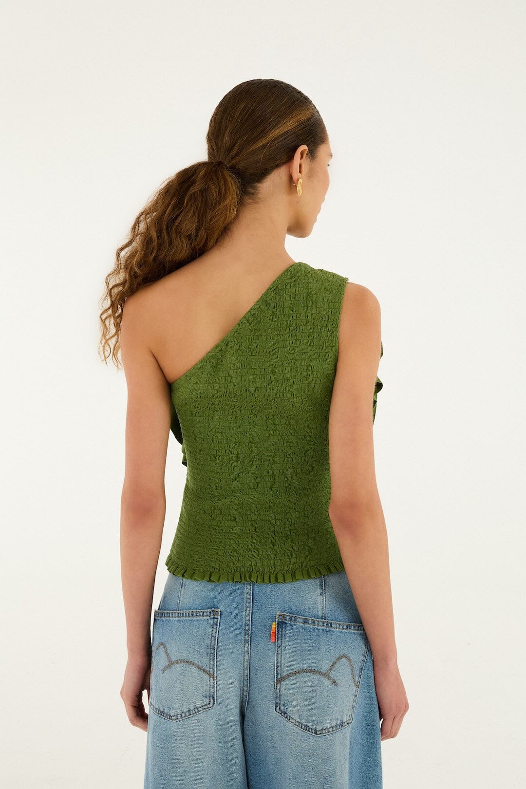 Women's Button-Down Blouse 100% Cotton Poplin - Green - Image 3