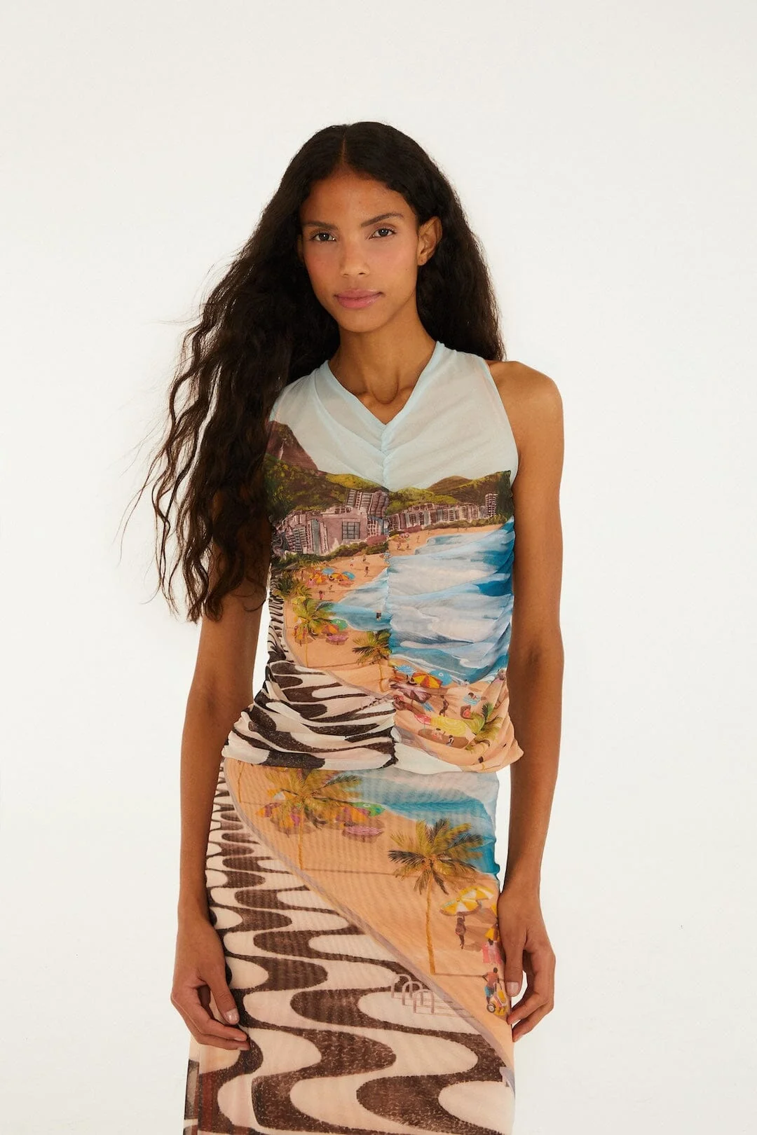 Farm Rio | Copacabana Sleeveless Blouse - Multicolor Print Beach-Multi