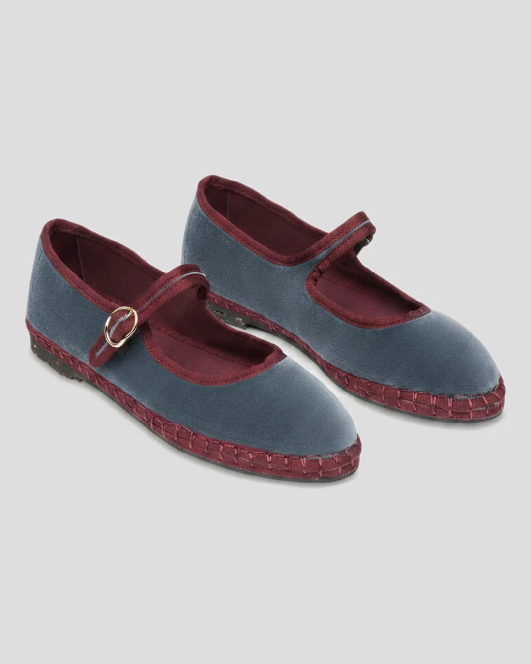 Flabelus | Ballerina Georgina - Velvet Platform with Garnet Trim Gris