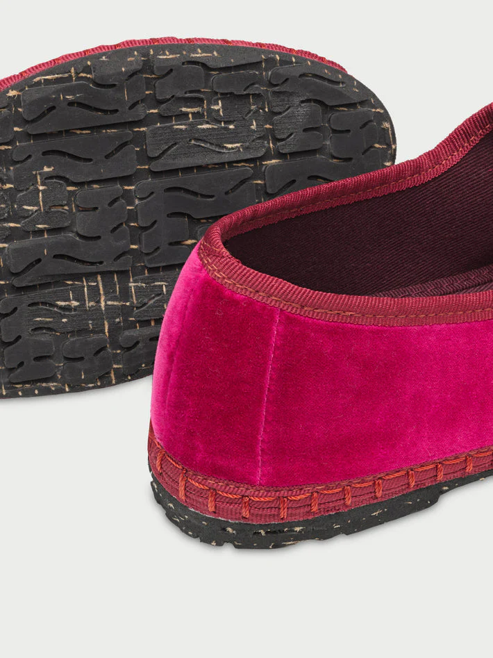 Flabelus | Ballerina Pip - Velvet Mary Jane with Orange Piping Fuchsia - Image 4