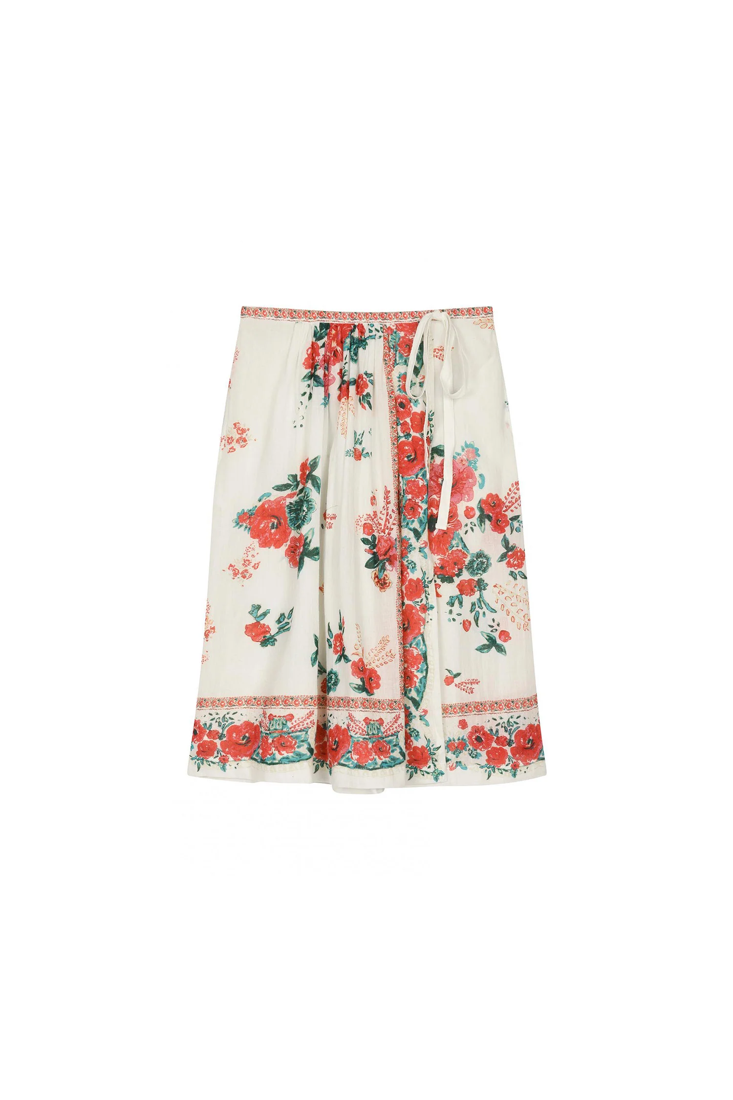 Leon & Harper | Floral Wrap-Over Skirt in Natural Cotton - Image 5