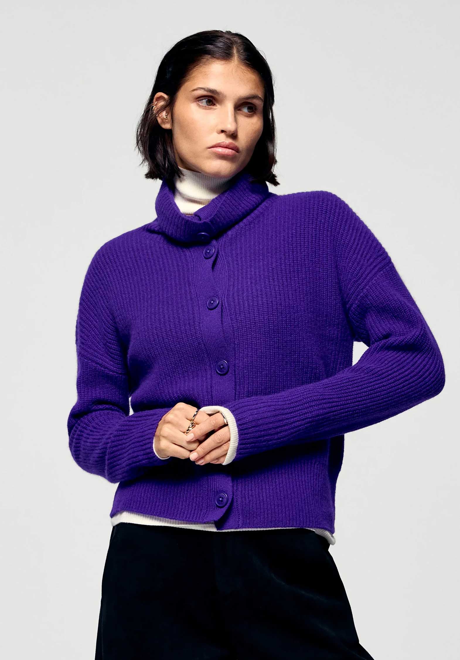 From Future | Cashmere Stand-Collar Cardigan - Velvet-Purple
