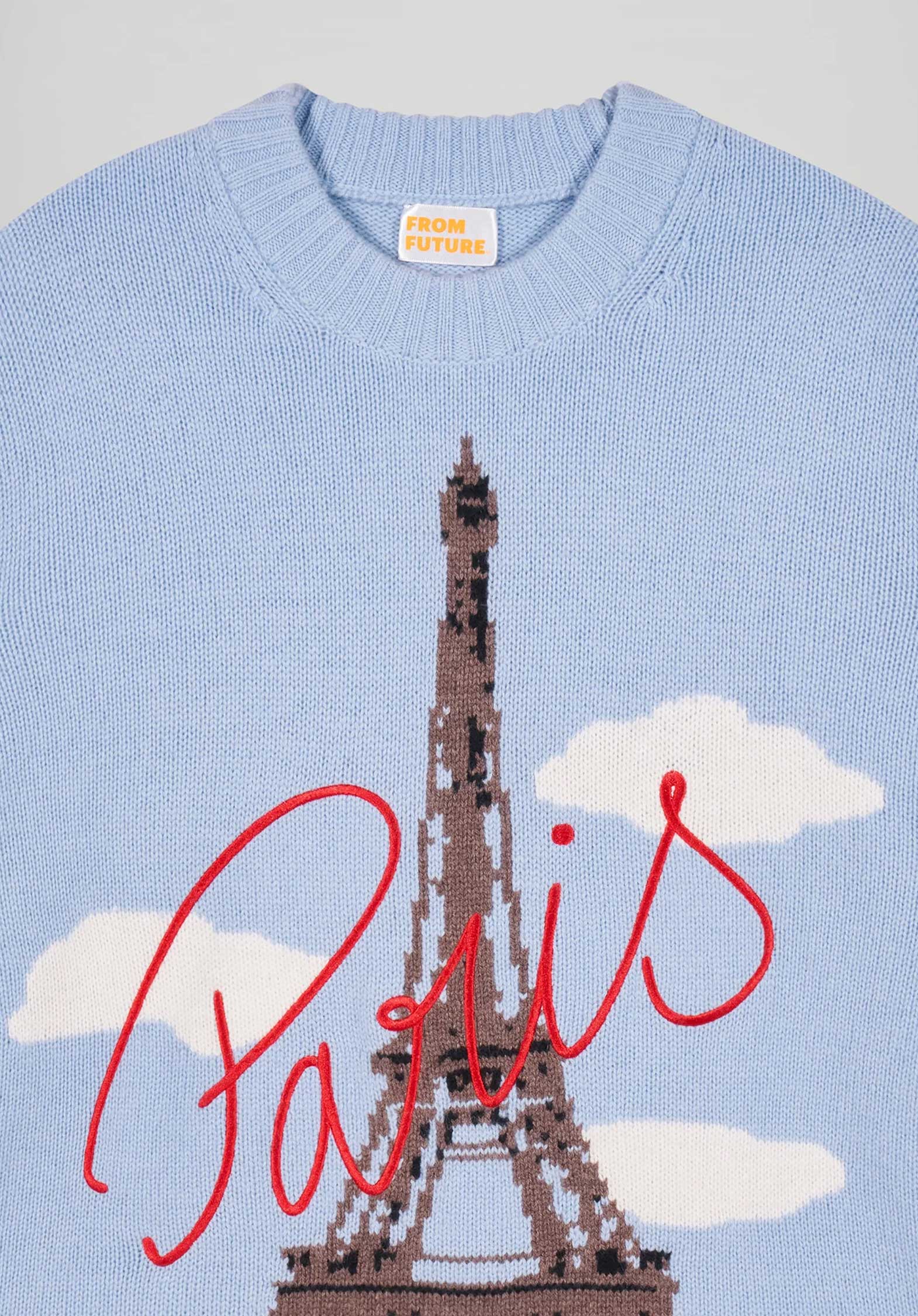 From Future | Oversized Cashmere Eiffel Tower Sweater - Smooth-Blue - Image 5