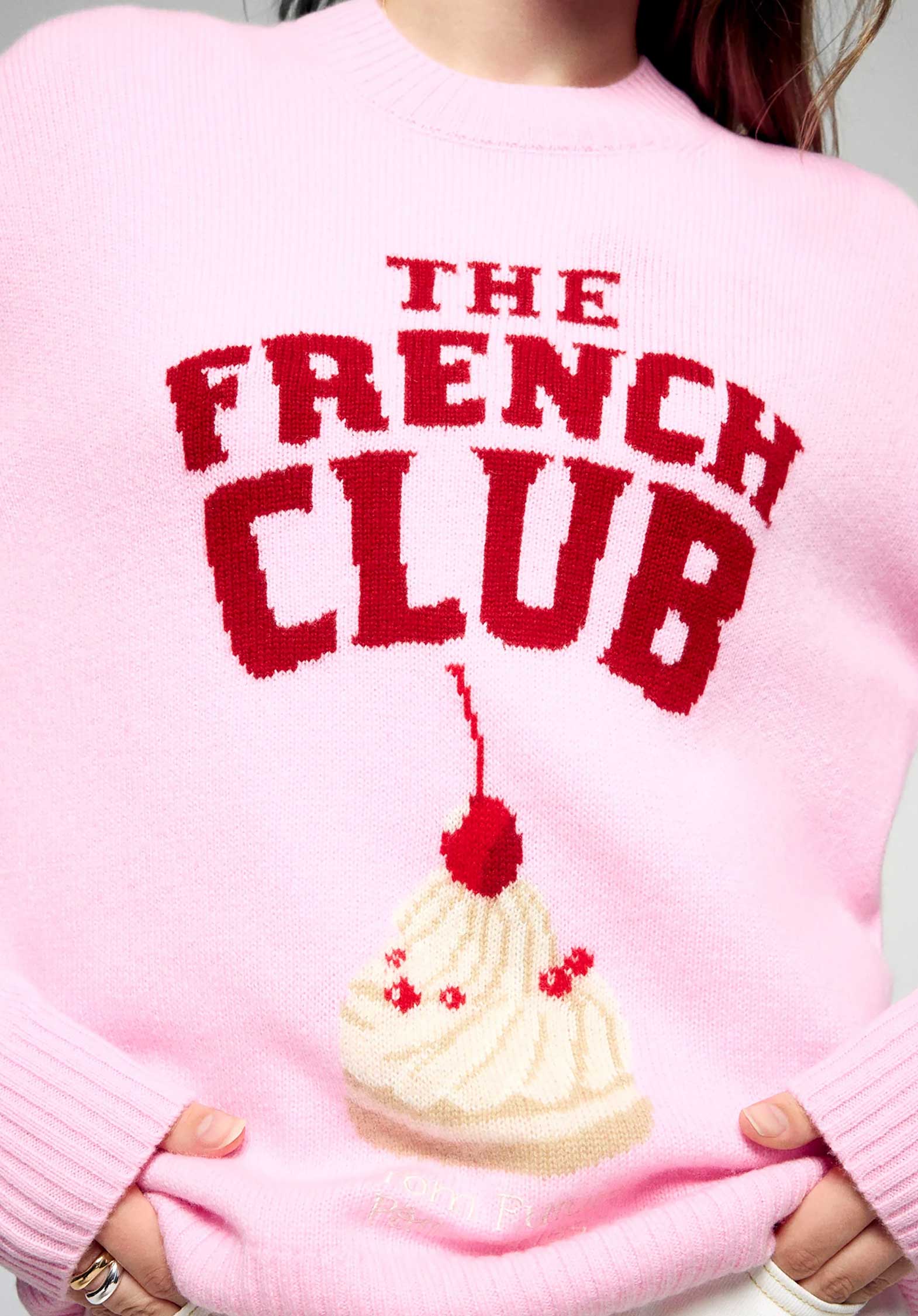 From Future | Oversized Cashmere Pullover with French Club Intarsia - Ballet-Pink - Image 2