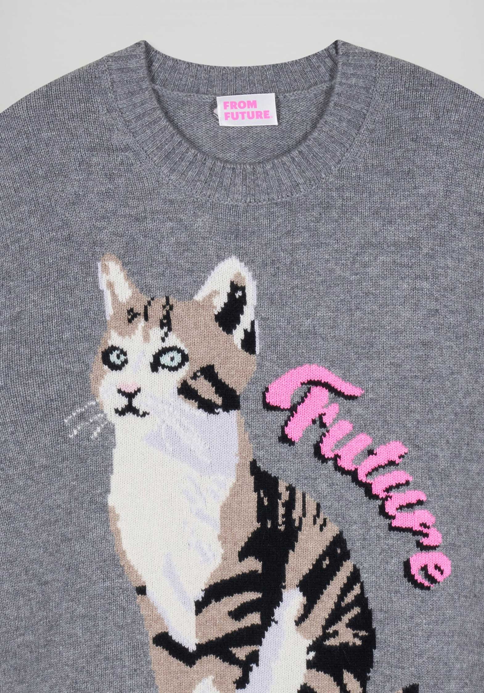 From Future | Future Cat Intarsia Cashmere Pullover - Charcoal Gris-Chine-Fonce-H - Image 4