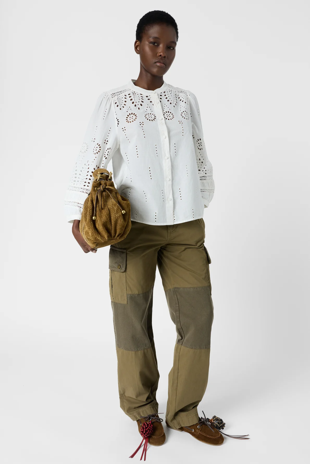 Gérard Darel | Cybella Women's Button-Down Blouse - Cotton Poplin - Ecru - Image 3