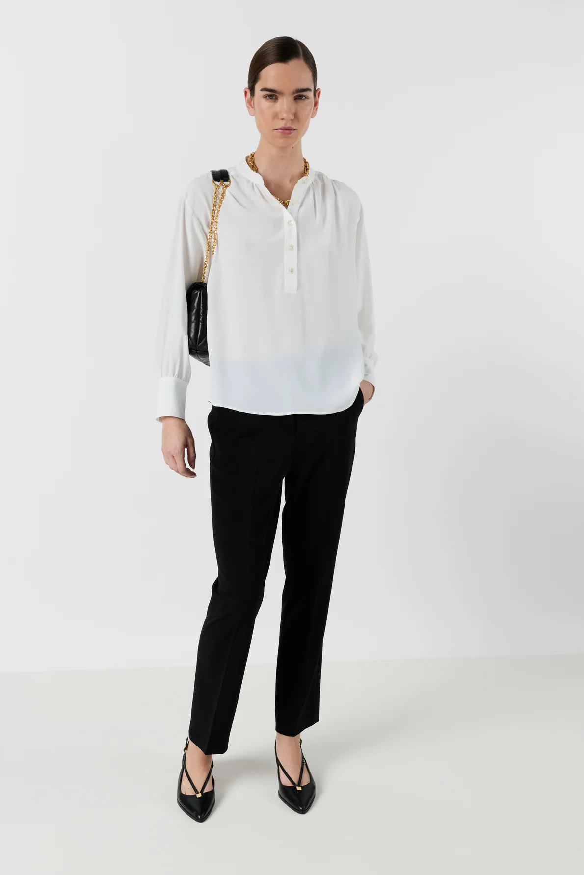 Gérard Darel | Cezanne Blouse - Crepe with Tunisian Collar Ecru - Image 7