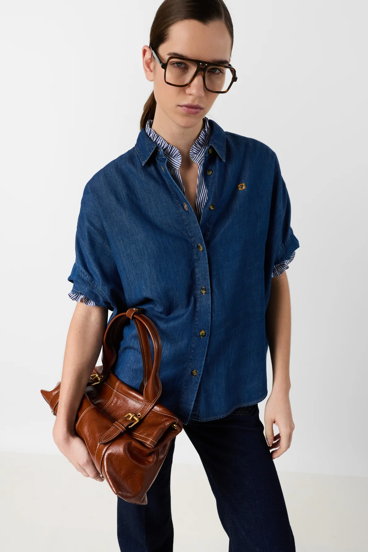 Gérard Darel | Cess Oversized Cotton Blouse - Blue - Image 3